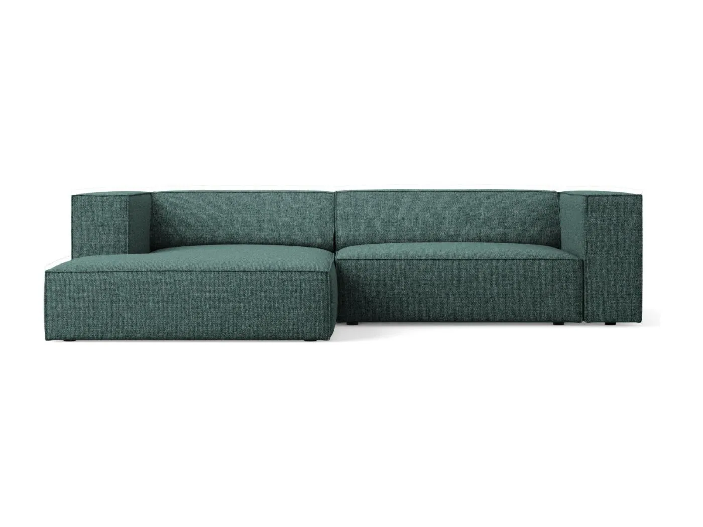 Cosmopolitan Design - 3-Sitzer Ecksofa links "Arendal" aus Chenille-Stoff petrol - 224x166x70cm