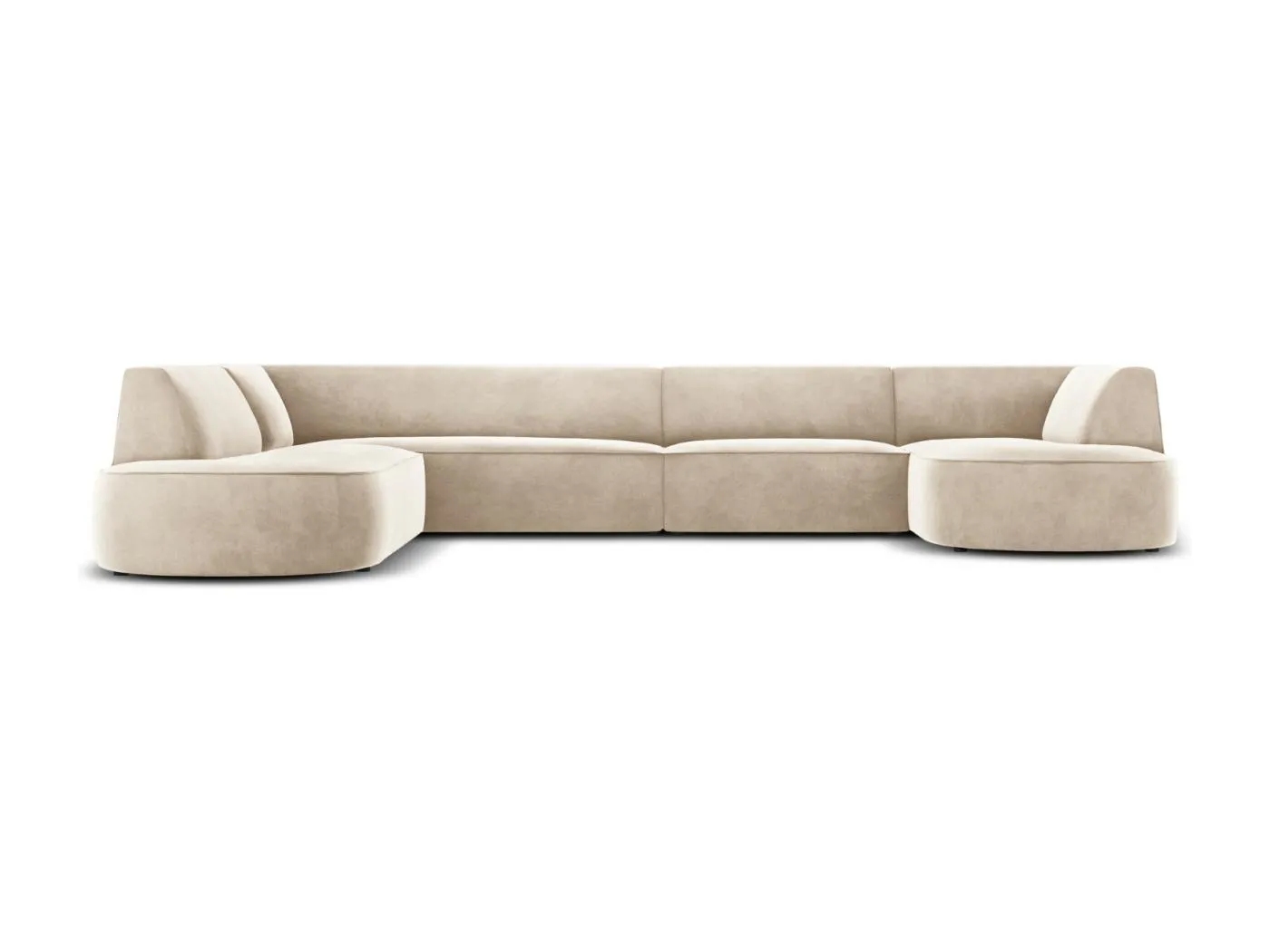 CXL by Christian Lacroix - 7-Sitzer Panoramasofa links "Charles" Sitzer aus Samt leichtes beige - 366x273x69cm