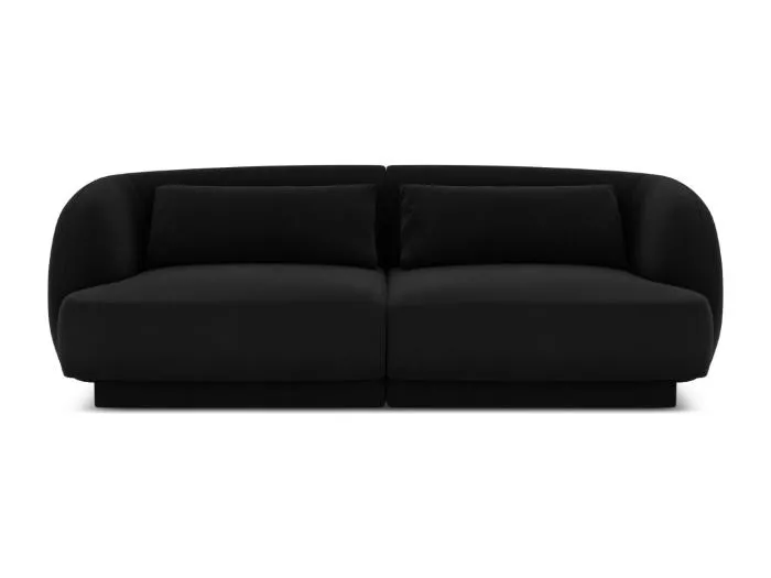 Cosmopolitan Design - 2-Sitzer Sofa "Tulum" aus Samt schwarz - 180x90x70cm