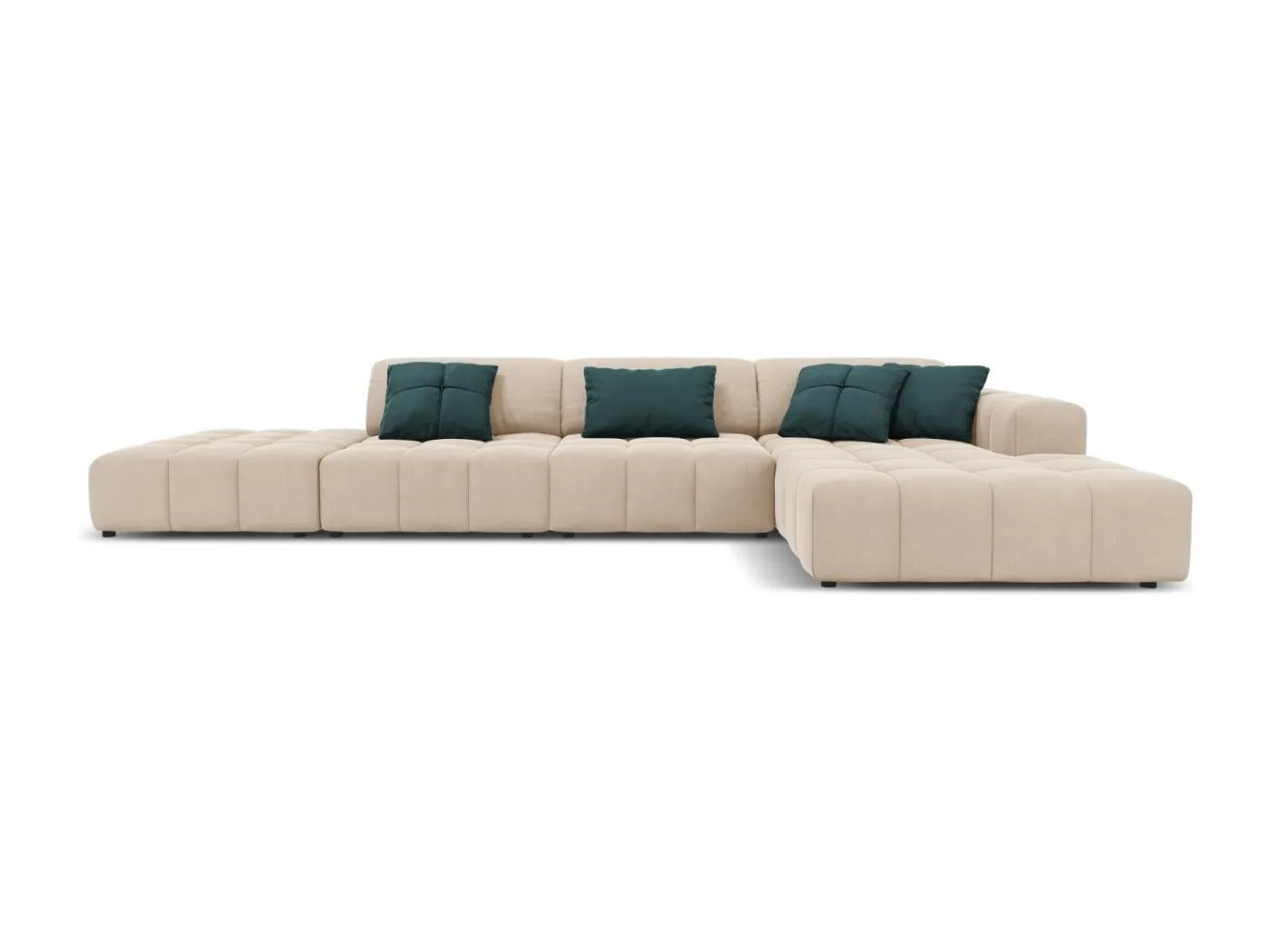 CXL by Christian Lacroix - 5-Sitzer Ecksofa rechts "Luc" Sitzer aus Samt leichtes beige - 341x166x70cm