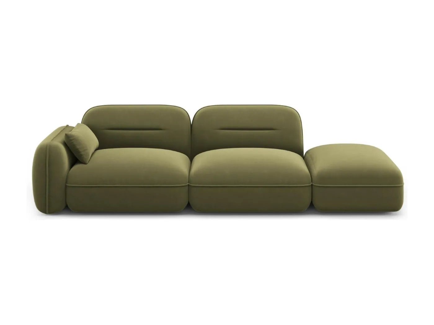 Cosmopolitan Design - 3-Sitzer modulares Sofa rechts "Sydney" aus Samt hellgrün - 295x90x70cm