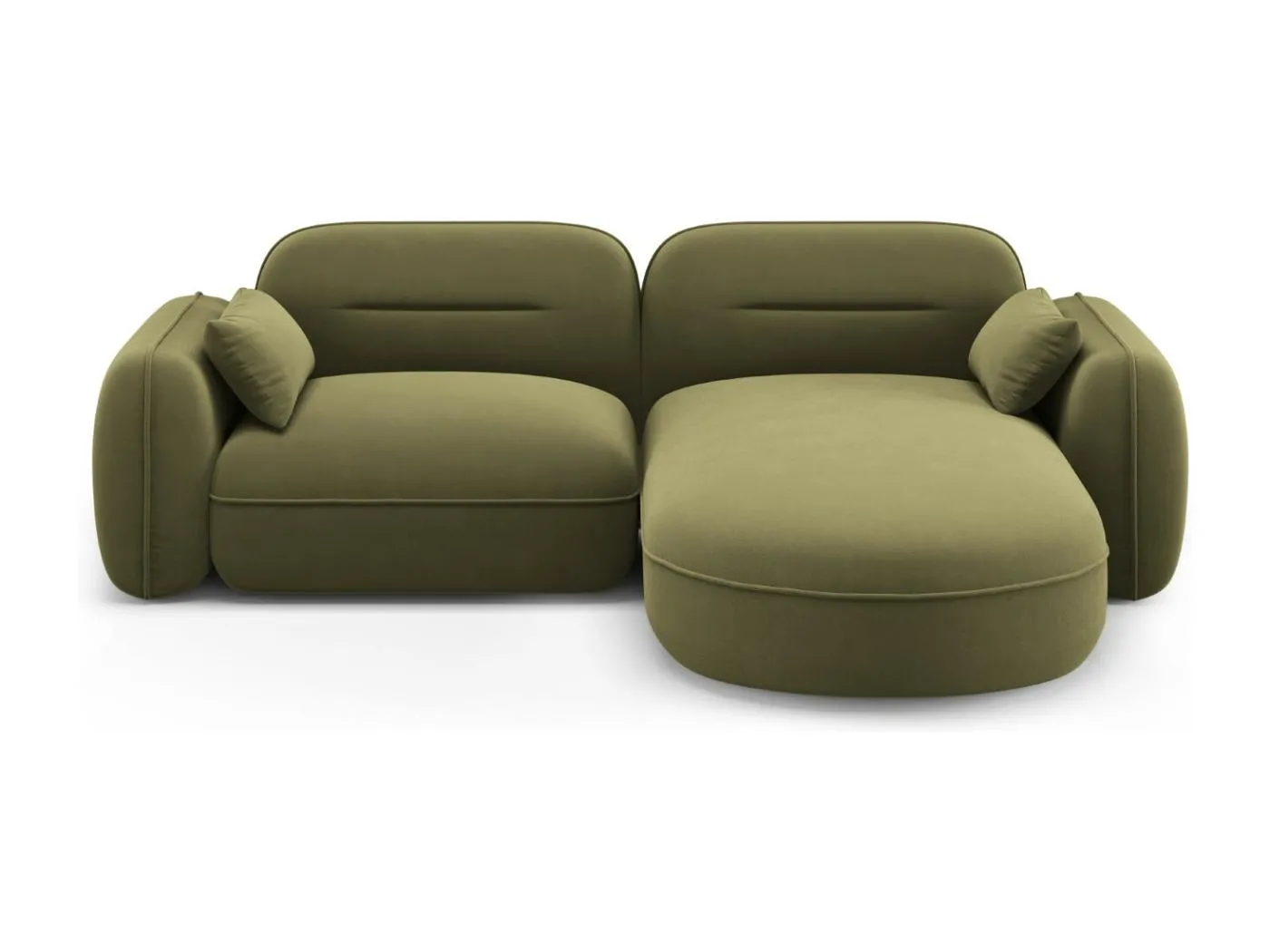 Cosmopolitan Design - 3-Sitzer modulares Ecksofa rechts "Sydney" aus Samt hellgrün - 230x165x70cm