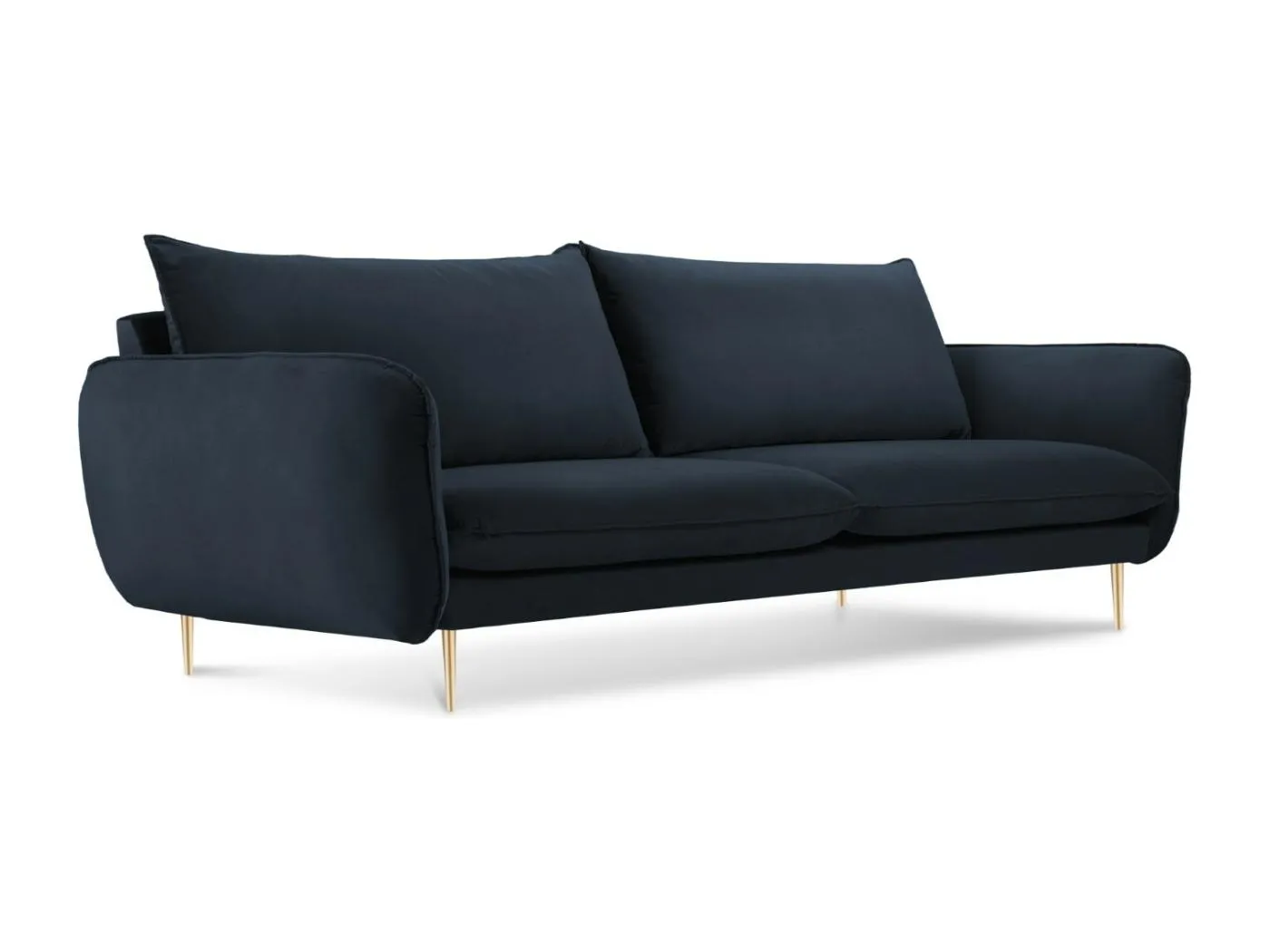 Cosmopolitan Design - 3-Sitzer Sofa "Vienna" aus Samt dunkelblau - 200x92x95cm