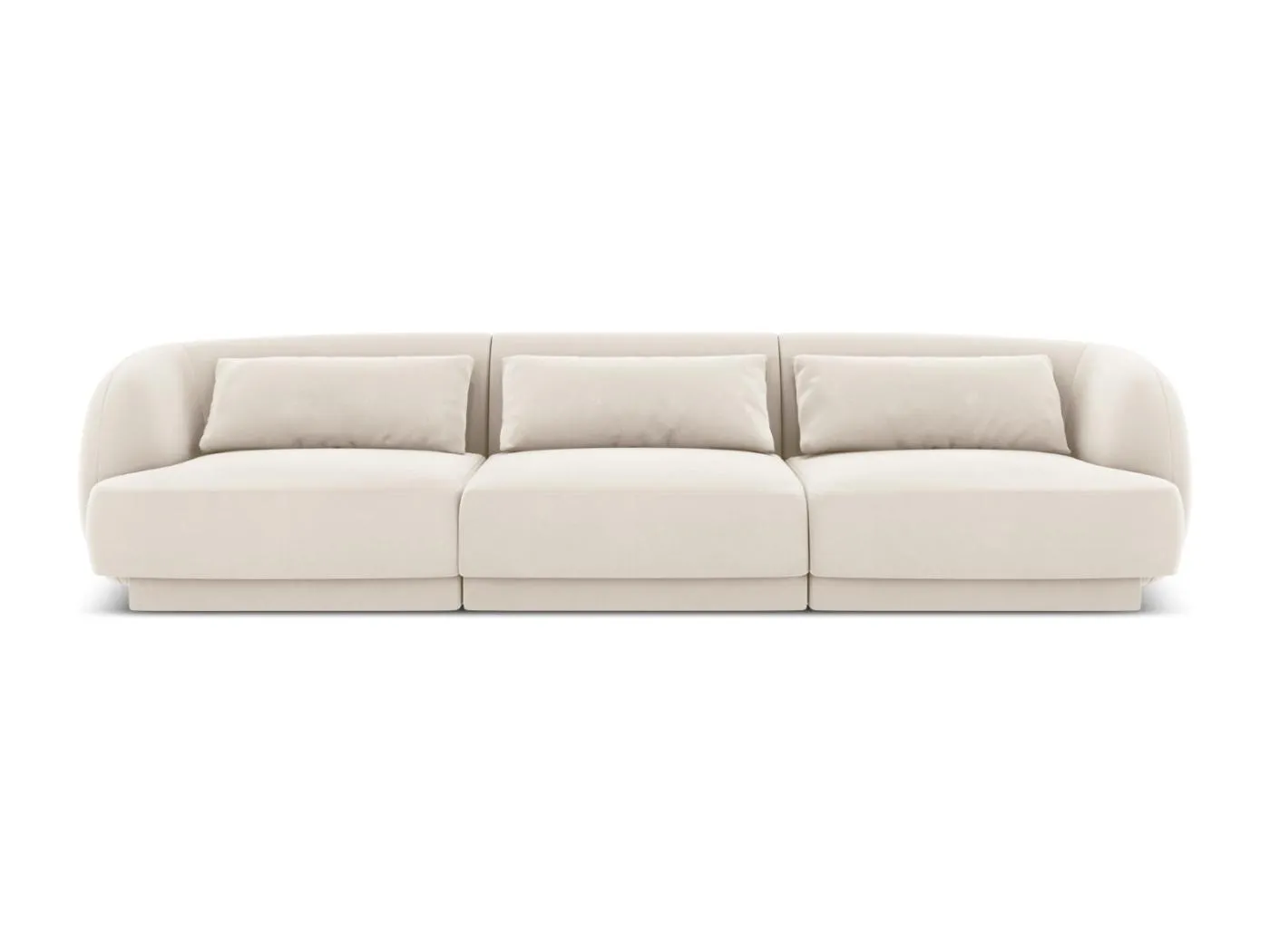 Cosmopolitan Design - 3-Sitzer Sofa "Tulum" aus Samt leichtes beige - 255x90x70cm