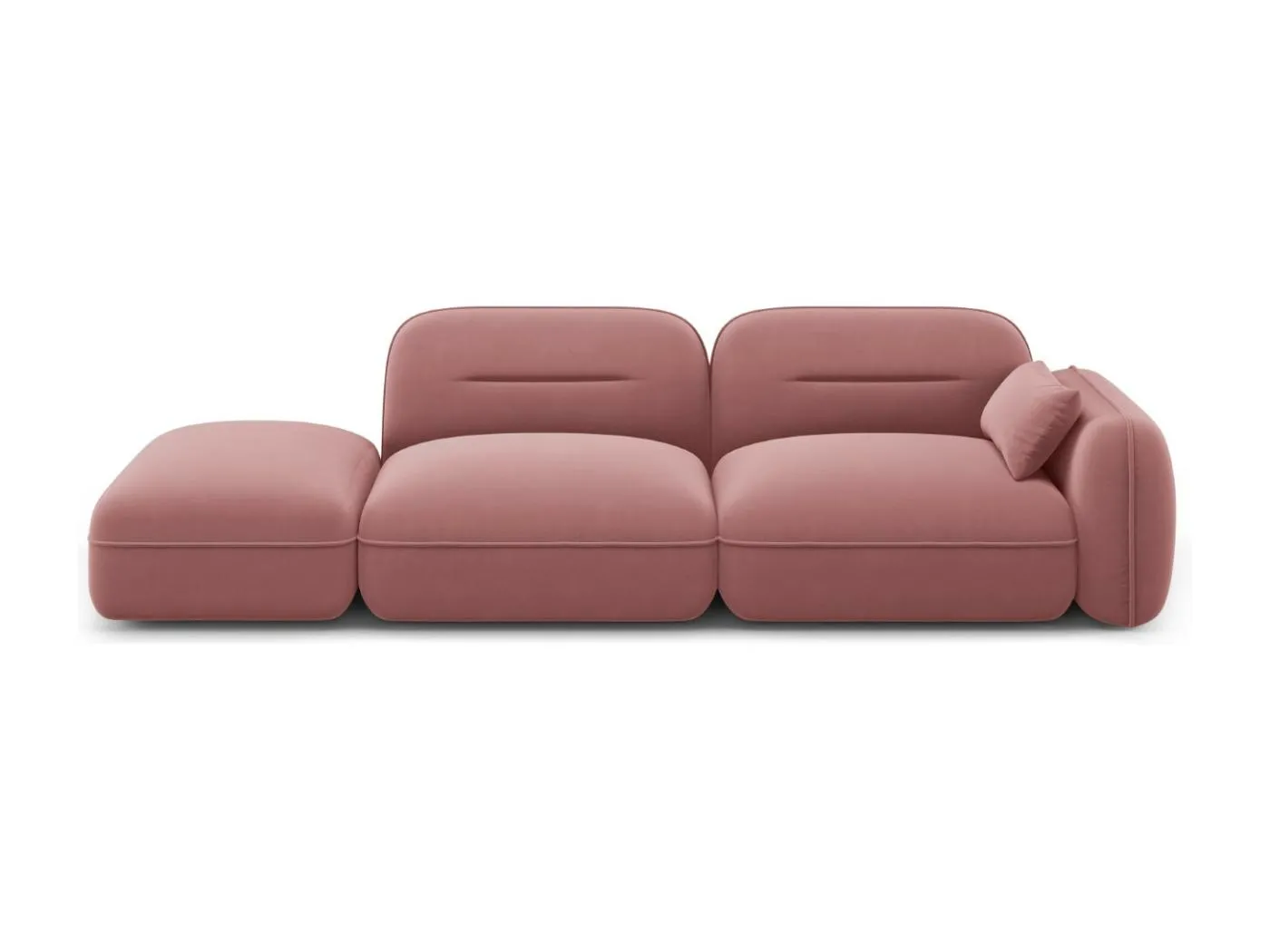 Cosmopolitan Design - 3-Sitzer modulares Sofa links "Sydney" aus Samt lachs - 295x90x70cm