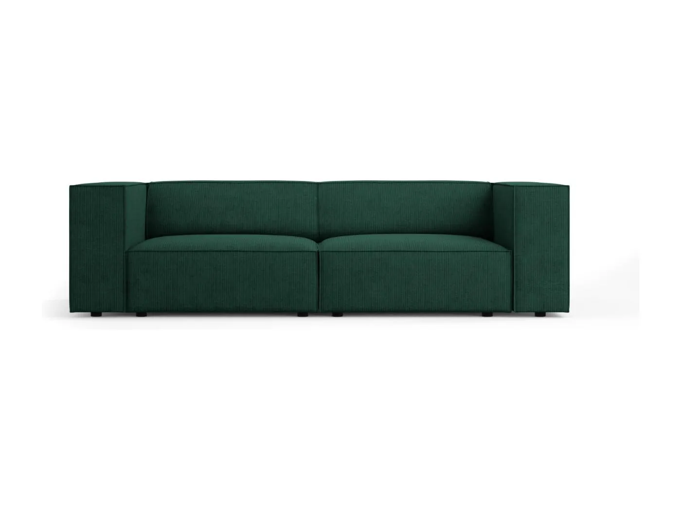Cosmopolitan Design - 3-Sitzer Sofa "Arendal" aus Chenille-Stoff mit Rippeneffekt flaschengrün - 204x102x70cm