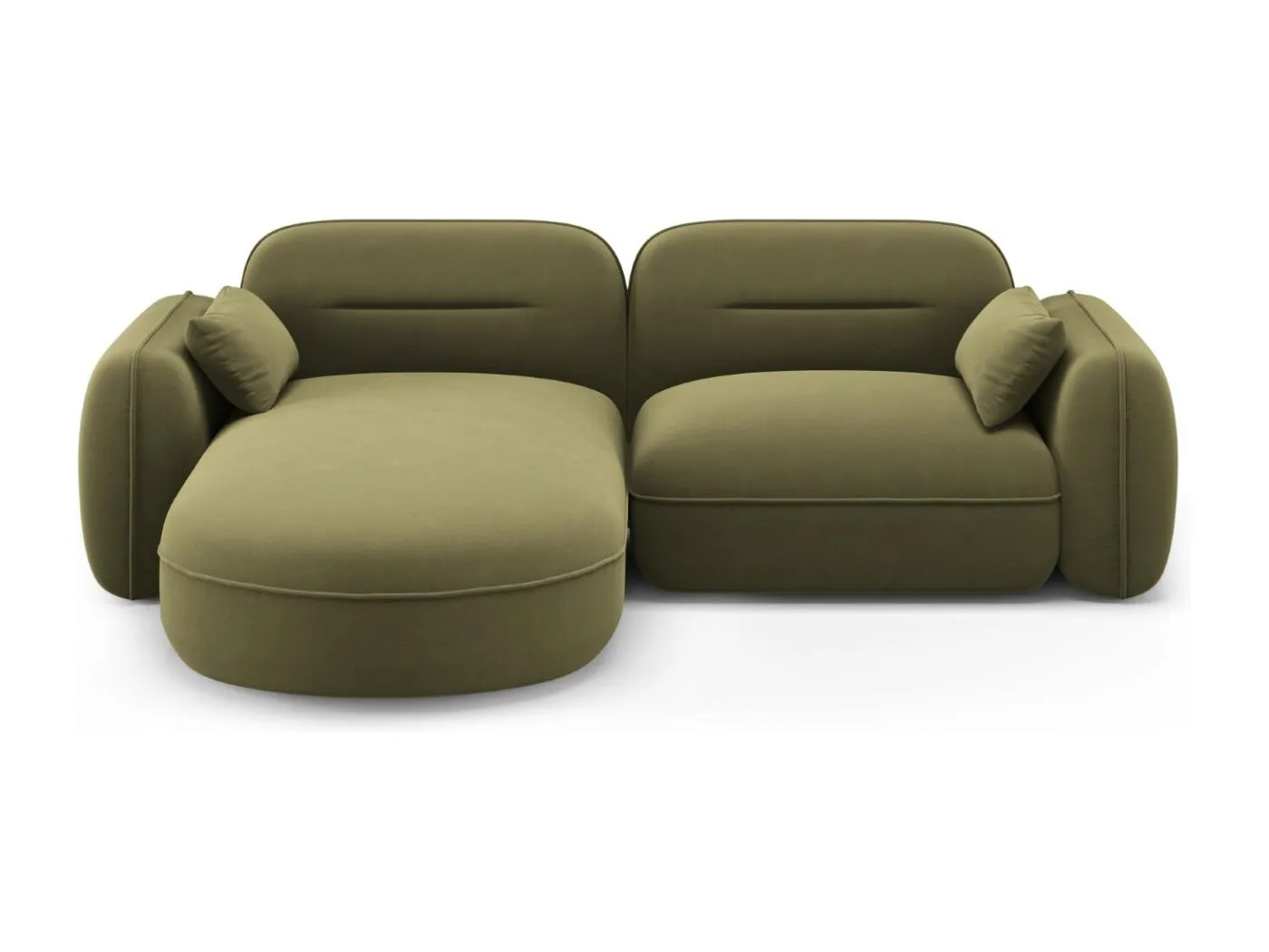 Cosmopolitan Design - 3-Sitzer modulares Ecksofa links "Sydney" aus Samt hellgrün - 230x165x70cm