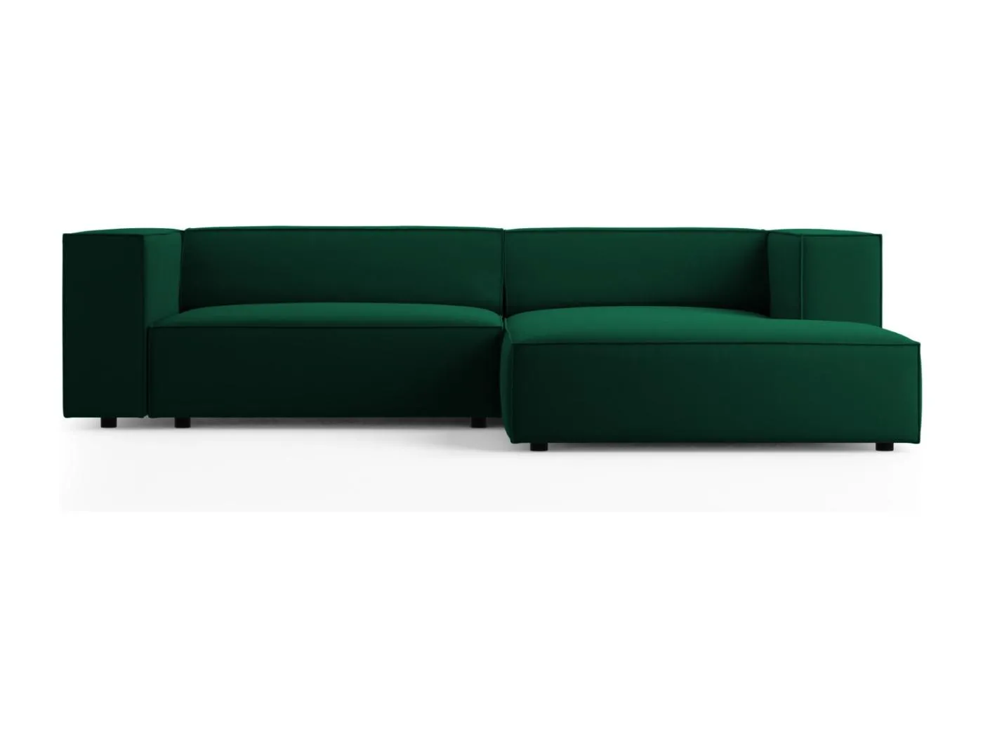 Cosmopolitan Design - 3-Sitzer Ecksofa rechts "Arendal" aus Samt flaschengrün - 224x166x70cm