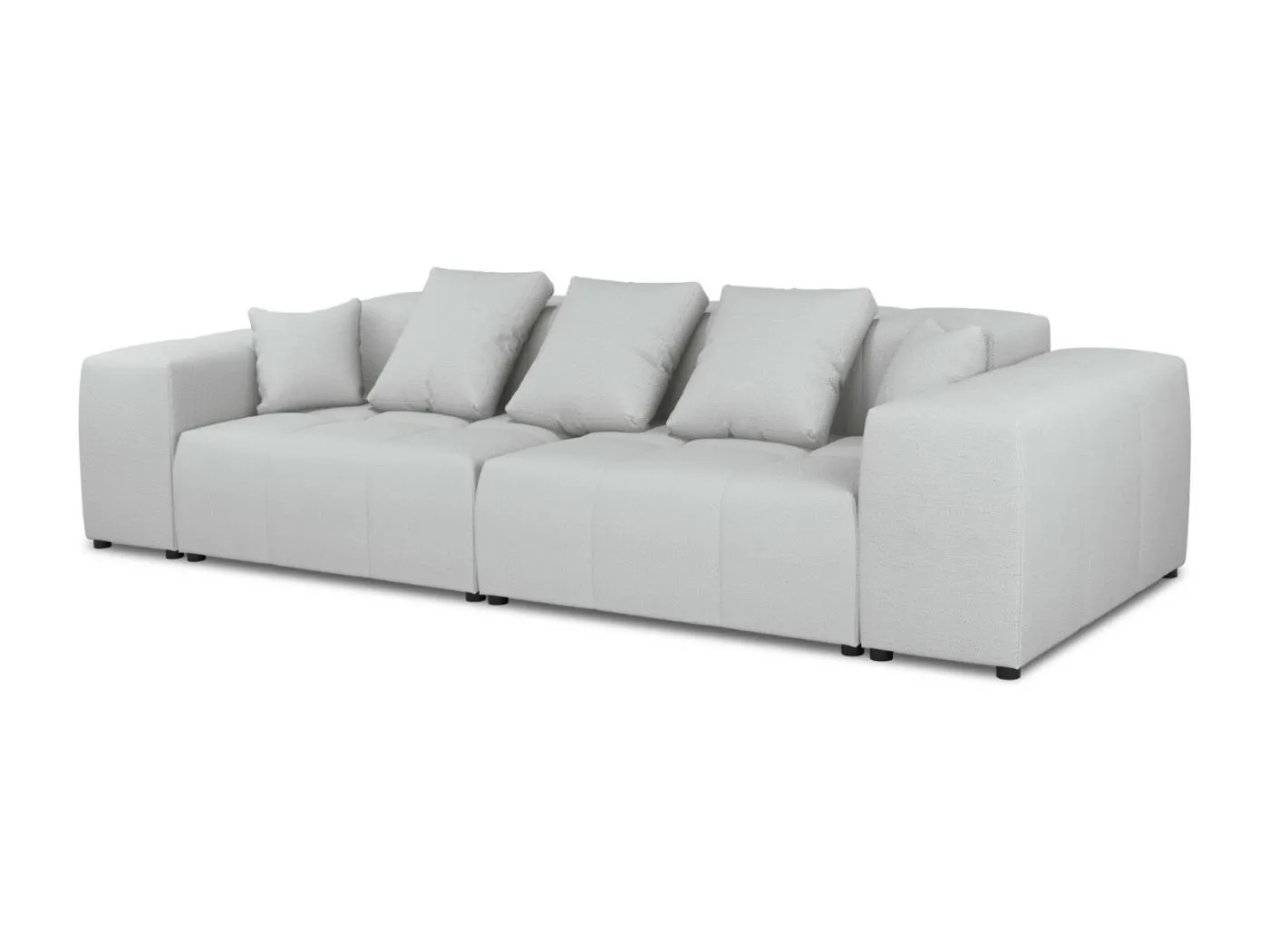 Cosmopolitan Design - 3-Sitzer modulares Sofa "Rome" aus strukturiertem Stoff hellgrau - 320x120x75cm