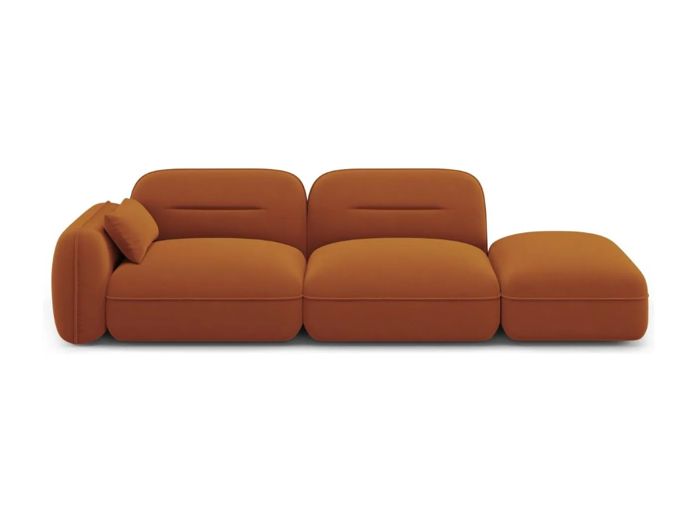 Cosmopolitan Design - 3-Sitzer modulares Sofa rechts "Sydney" aus Samt terrakotta - 295x90x70cm