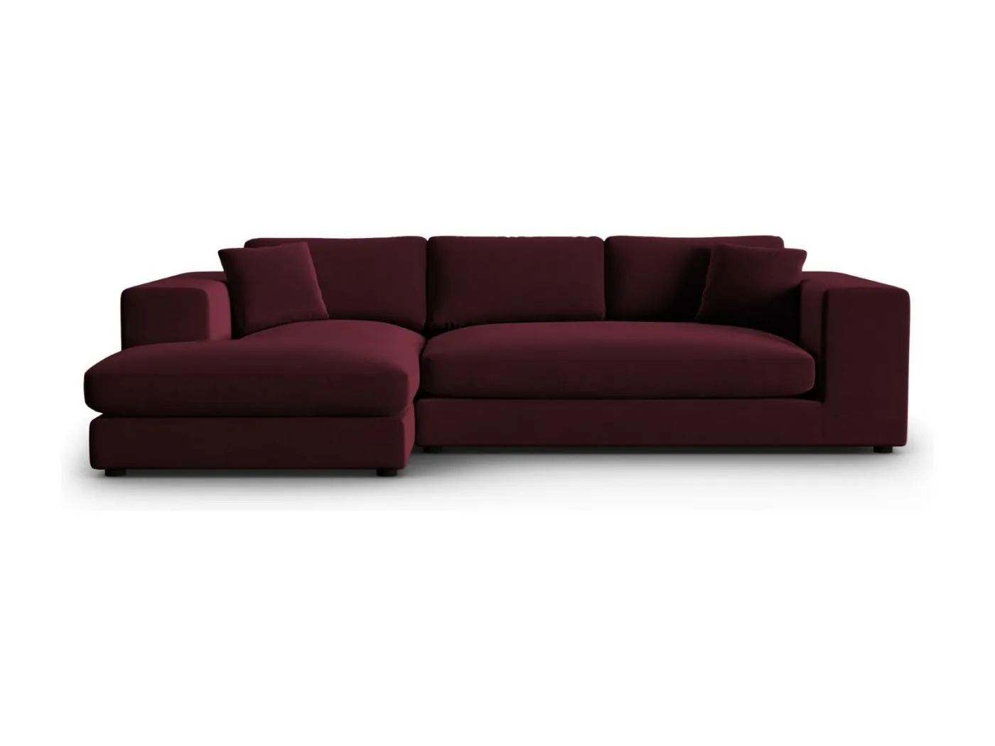 CXL by Christian Lacroix - 5-Sitzer Ecksofa links "Tendance" Sitzer aus Samt dunkelrot - 282x174x72cm