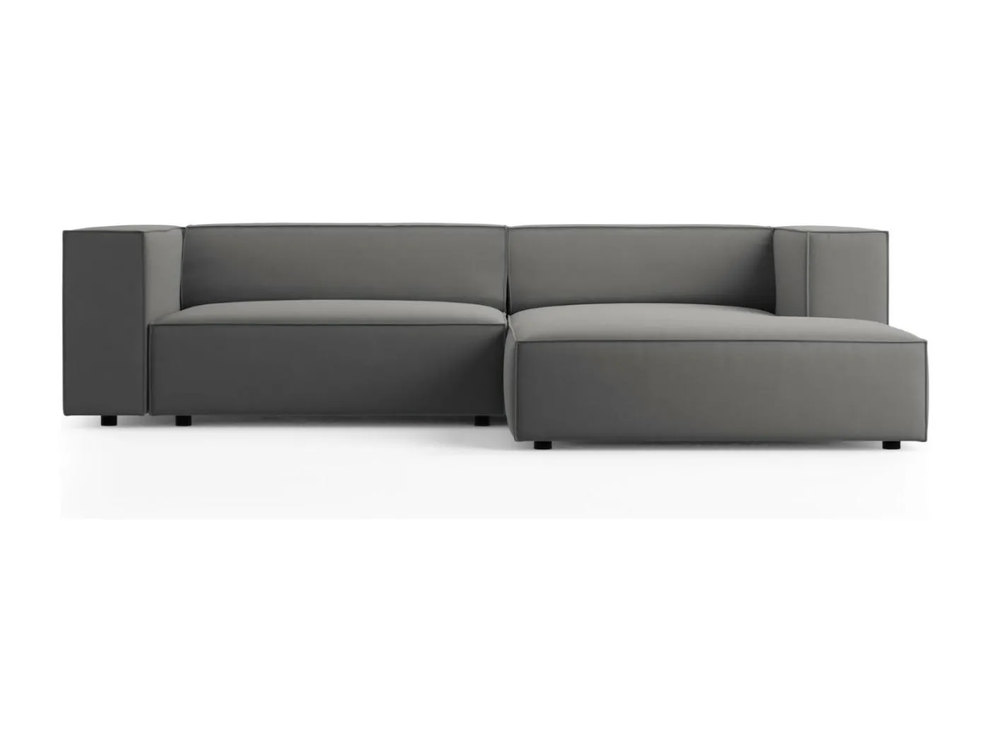 Cosmopolitan Design - 3-Sitzer Ecksofa rechts "Arendal" aus Samt betonfarben - 224x166x70cm
