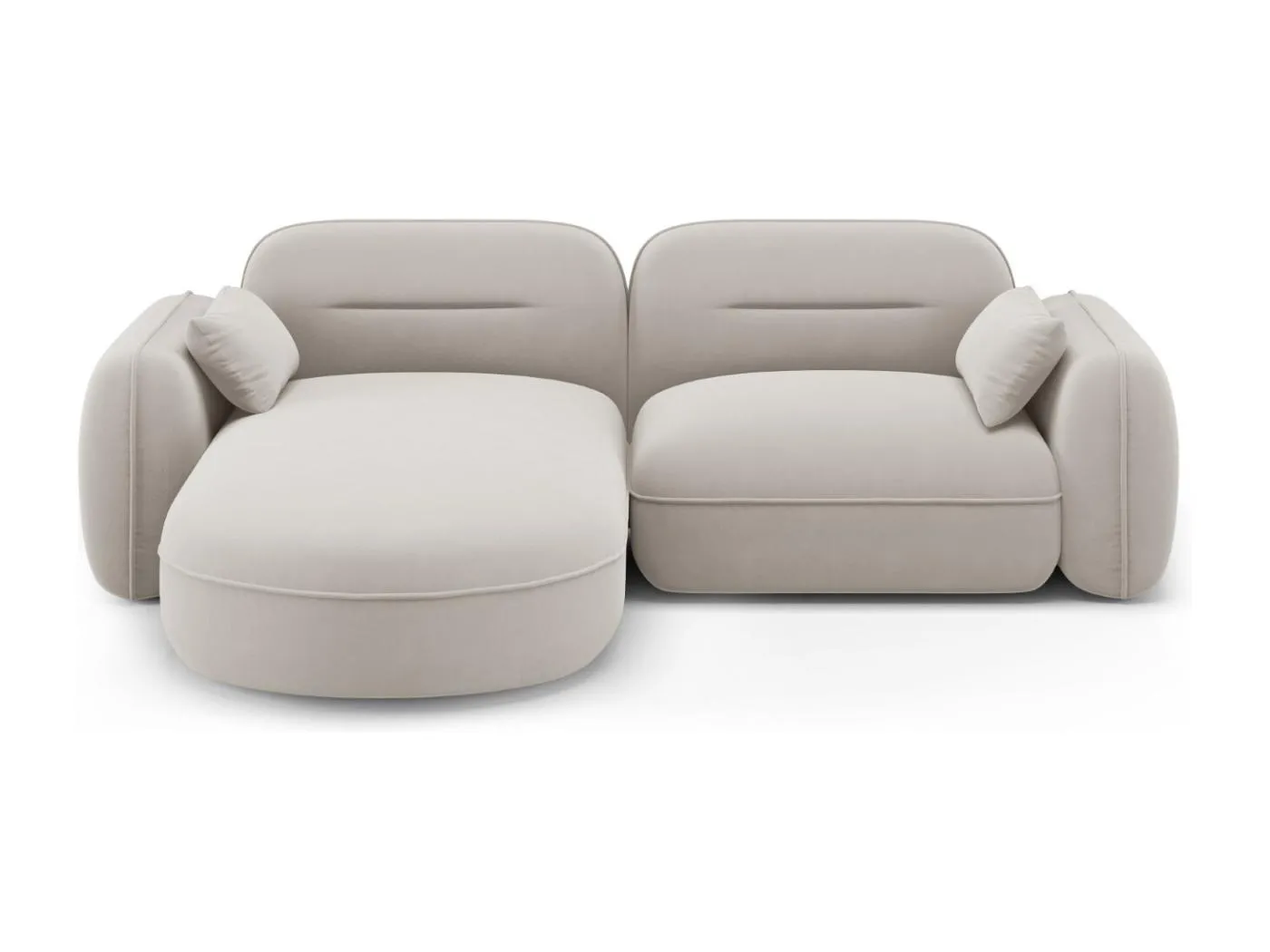 Cosmopolitan Design - 3-Sitzer modulares Ecksofa links "Sydney" aus Samt leichtes beige - 230x165x70cm
