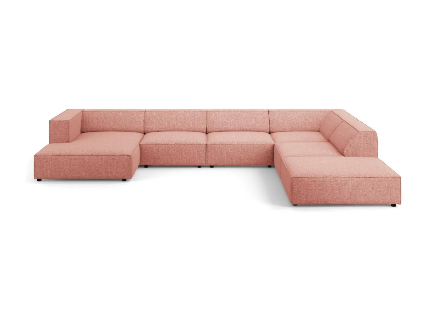 Cosmopolitan Design - 7-Sitzer Panoramasofa rechts "Arendal" aus Chenille-Stoff rosa - 364x262x70cm