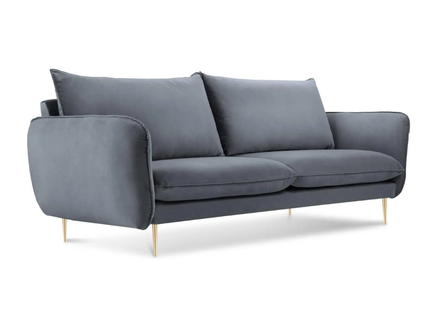 Cosmopolitan Design - 2-Sitzer Sofa "Vienna" aus Samt blaugrau - 160x92x95cm