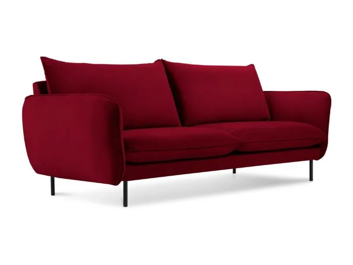 Cosmopolitan Design - 2-Sitzer Sofa "Vienna" aus Samt rot - 160x92x95cm