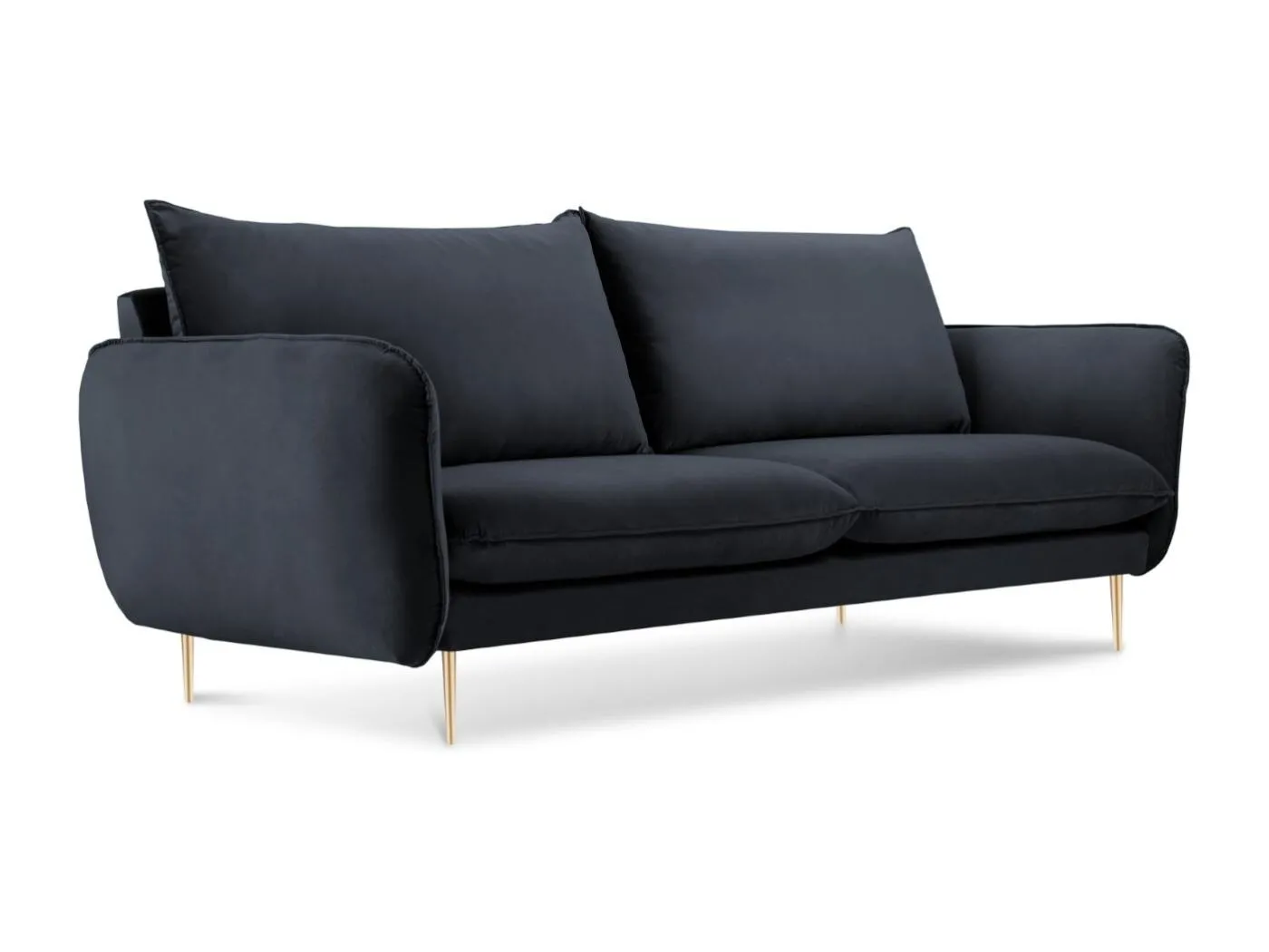 Cosmopolitan Design - 2-Sitzer Sofa "Vienna" aus Samt dunkelblau - 160x92x95cm