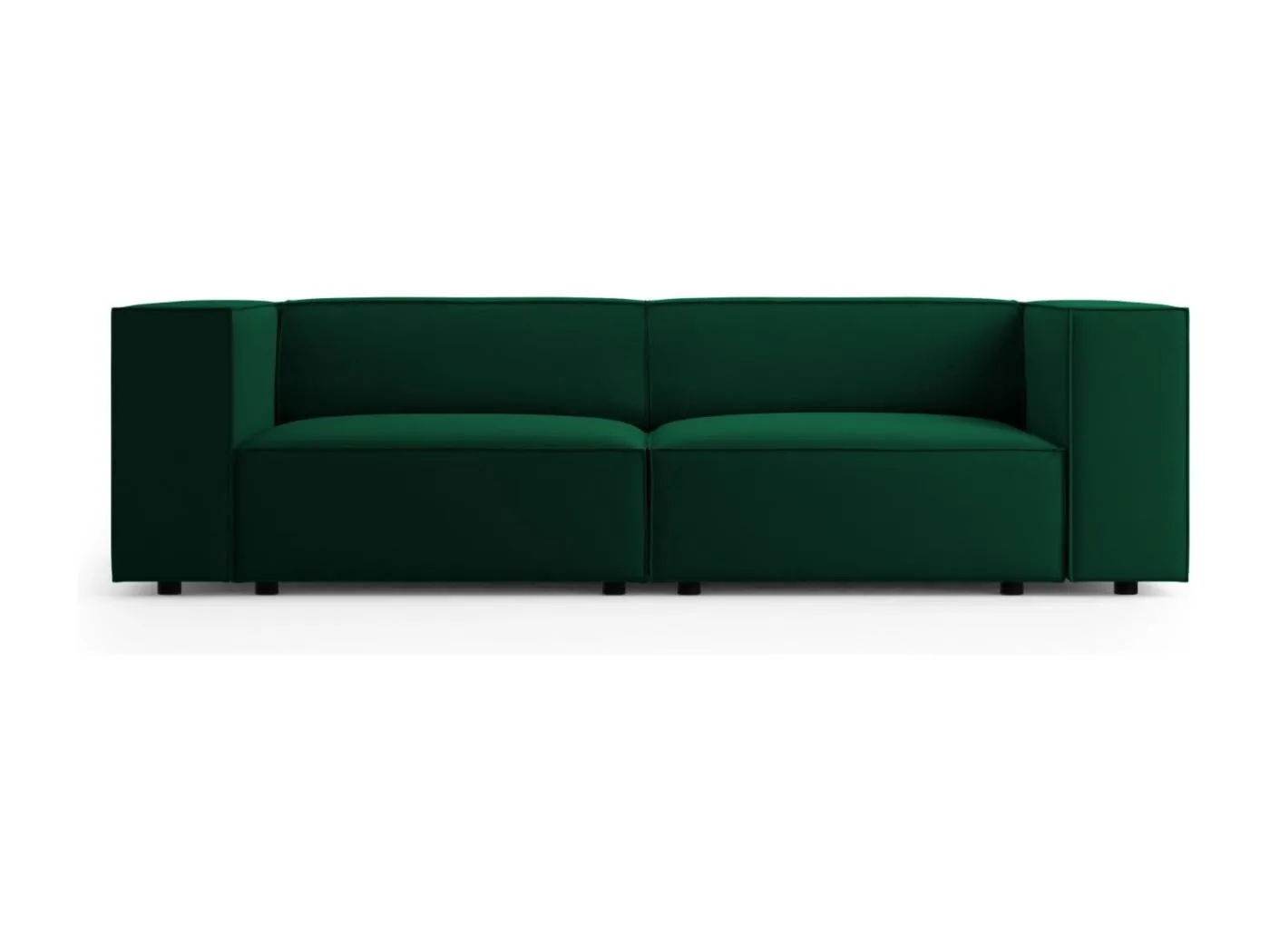 Cosmopolitan Design - 3-Sitzer Sofa "Arendal" aus Samt flaschengrün - 204x102x70cm