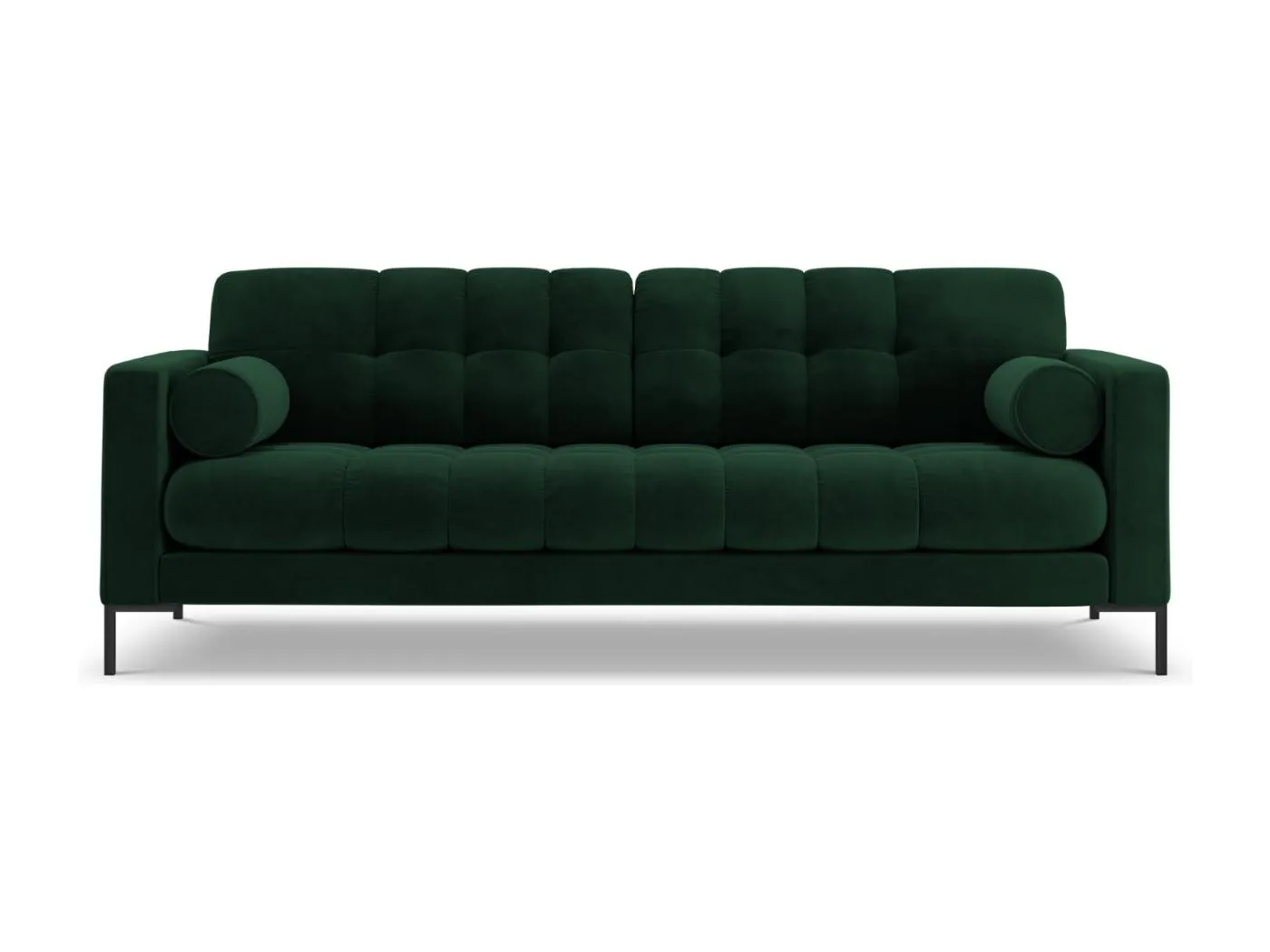 Cosmopolitan Design - 3-Sitzer Sofa "Bali" aus Samt flaschengrün - 177x92x75cm