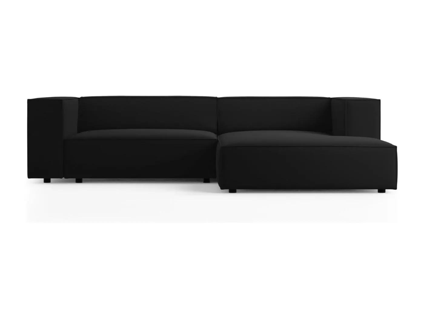 Cosmopolitan Design - 3-Sitzer Ecksofa rechts "Arendal" aus Samt schwarz - 224x166x70cm
