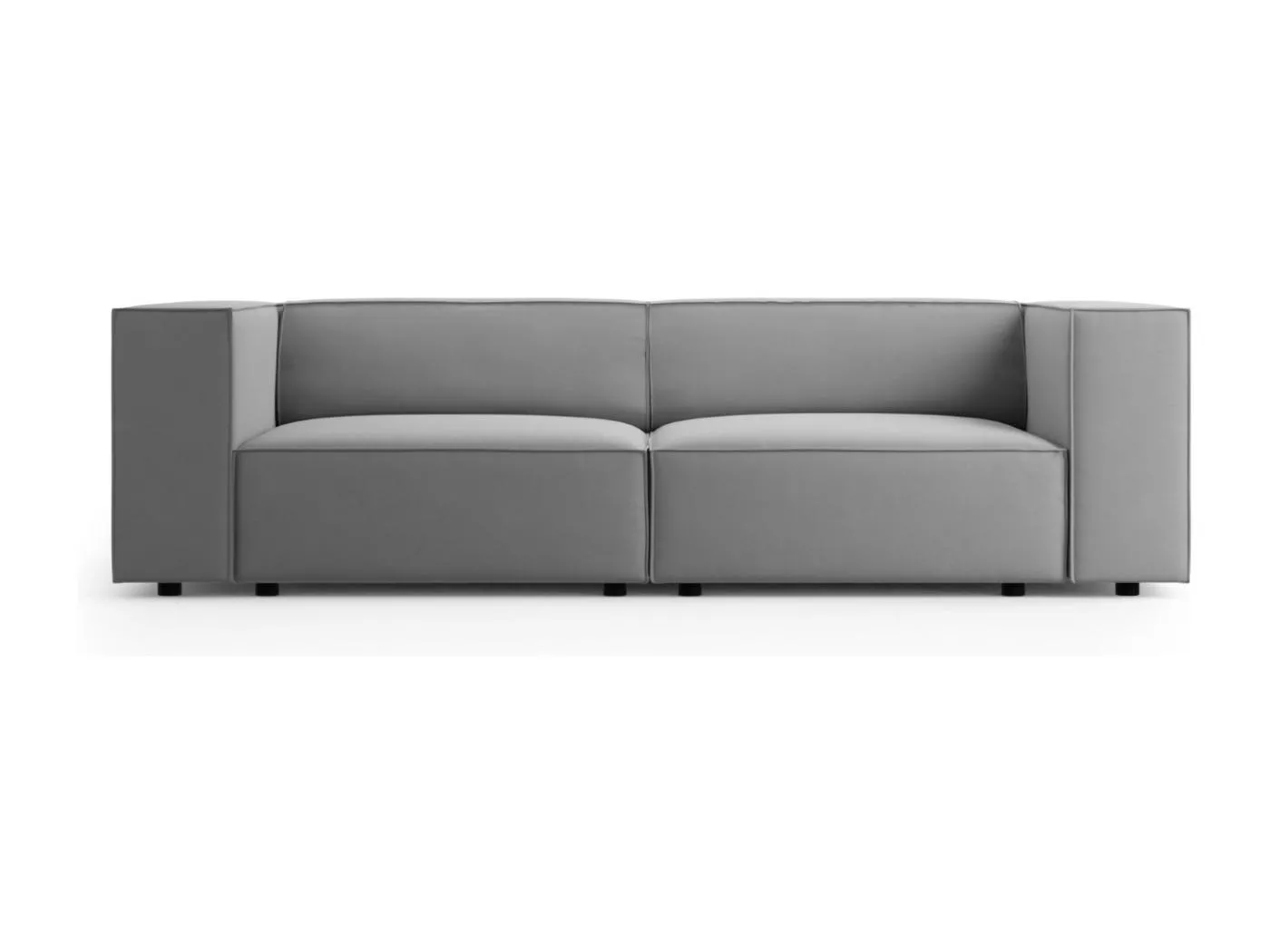 Cosmopolitan Design - 3-Sitzer Sofa "Arendal" aus Samt hellgrau - 204x102x70cm