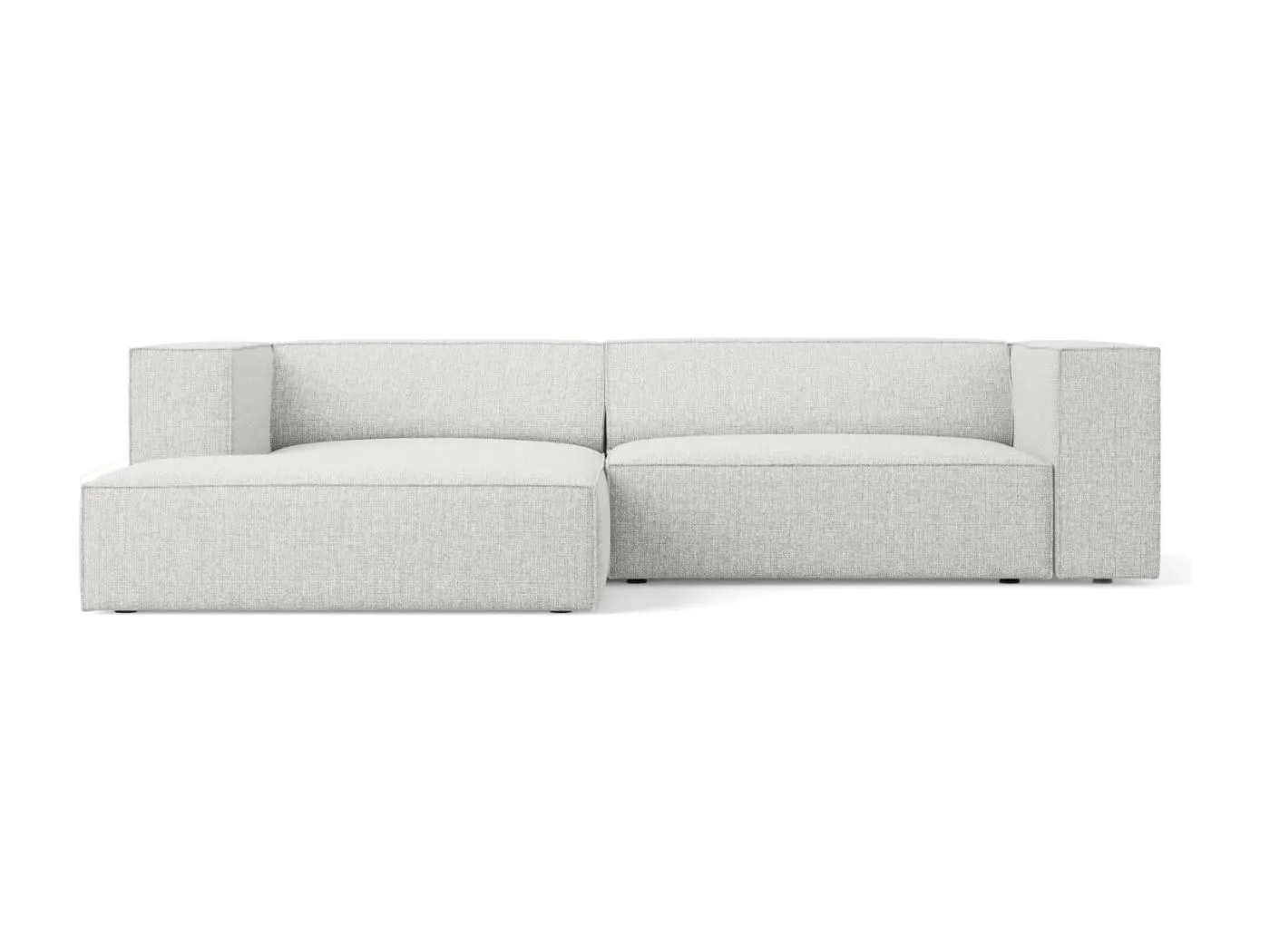 Cosmopolitan Design - 3-Sitzer Ecksofa links "Arendal" aus Chenille-Stoff hellgrau - 224x166x70cm