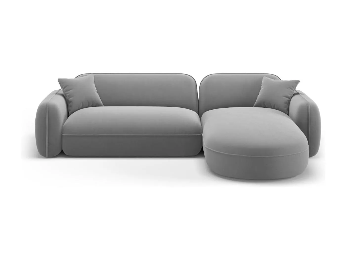 CXL by Christian Lacroix - 4-Sitzer modulares Ecksofa rechts "Lucien" Sitzer aus Samt hellgrau - 275x165x70cm