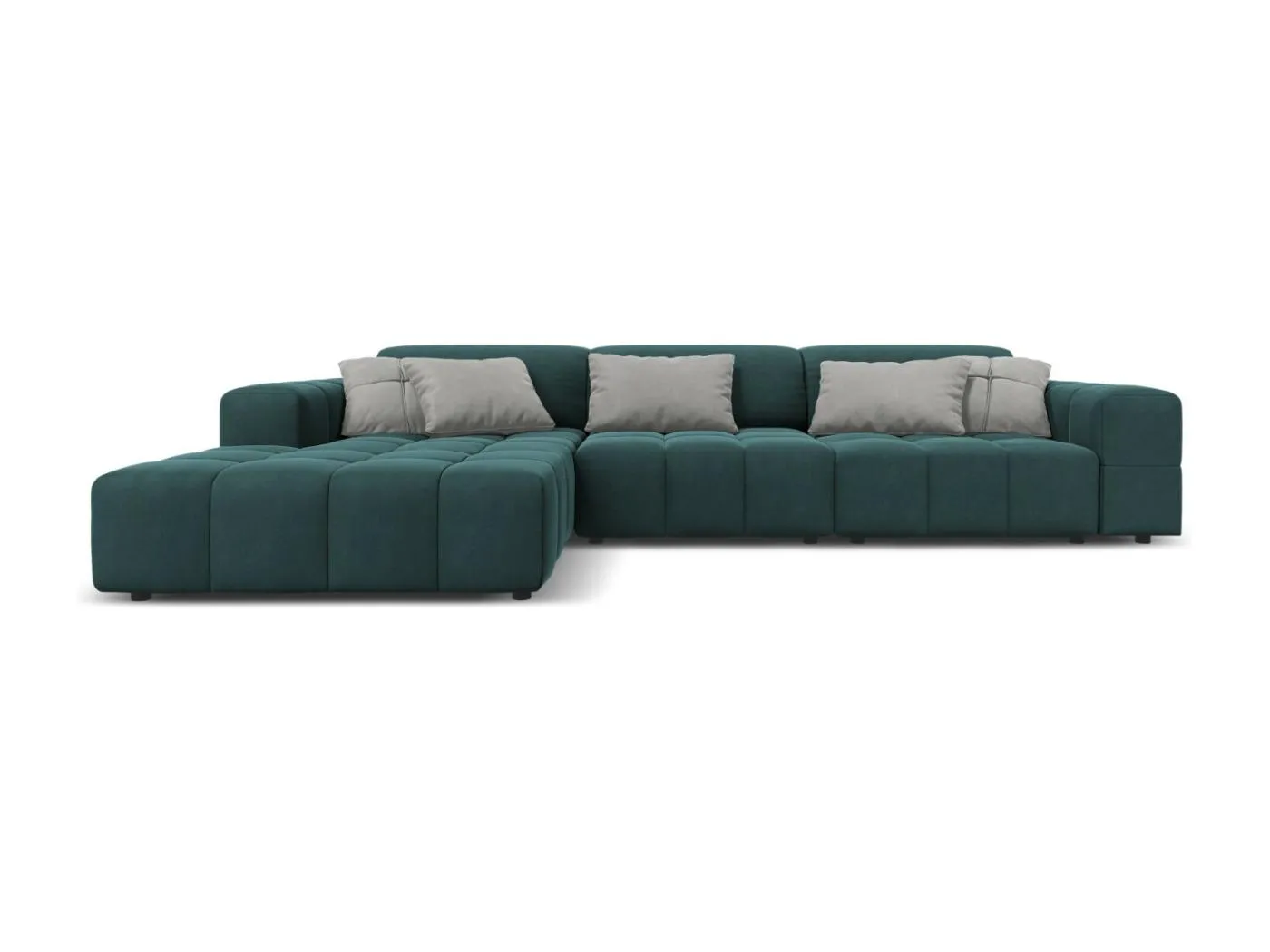 CXL by Christian Lacroix - 4-Sitzer Ecksofa links "Luc" Sitzer aus Samt petrol - 284x166x70cm