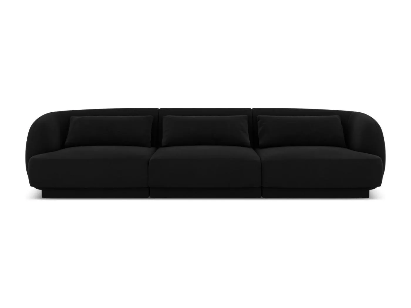 Cosmopolitan Design - 3-Sitzer Sofa "Tulum" aus Samt schwarz - 255x90x70cm