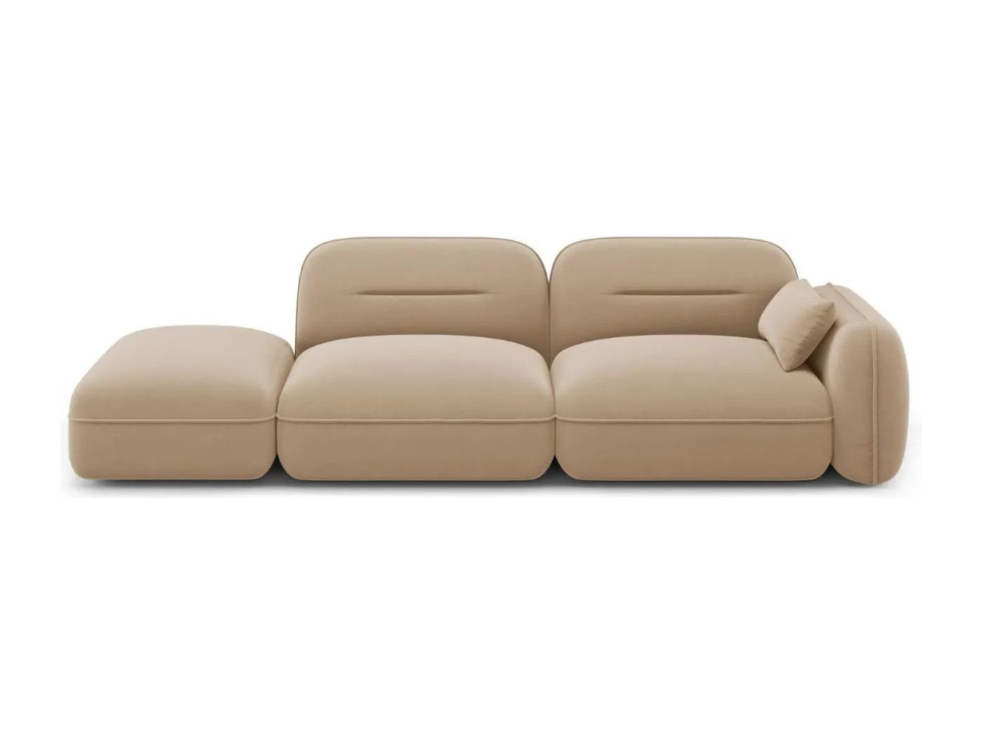 Cosmopolitan Design - 3-Sitzer modulares Sofa links "Sydney" aus Samt sandfarben - 295x90x70cm