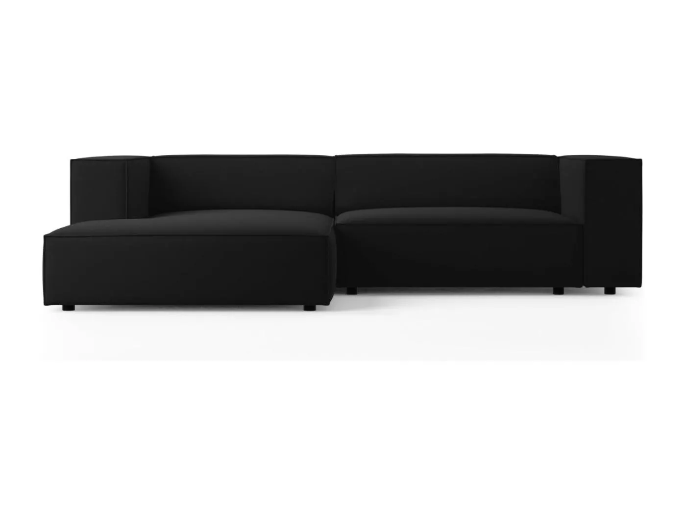 Cosmopolitan Design - 3-Sitzer Ecksofa links "Arendal" aus Samt schwarz - 224x166x70cm