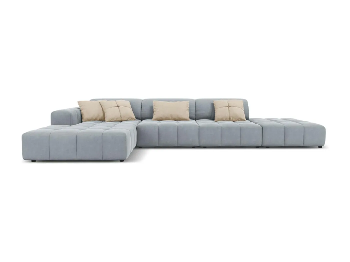 CXL by Christian Lacroix - 5-Sitzer Ecksofa links "Luc" Sitzer aus Samt hellblau - 341x166x70cm