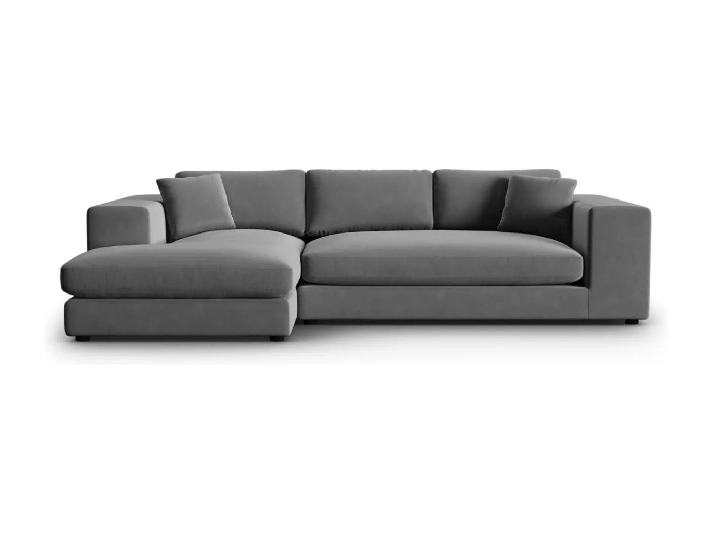 CXL by Christian Lacroix - 5-Sitzer Ecksofa links "Tendance" Sitzer aus Samt grau - 282x174x72cm