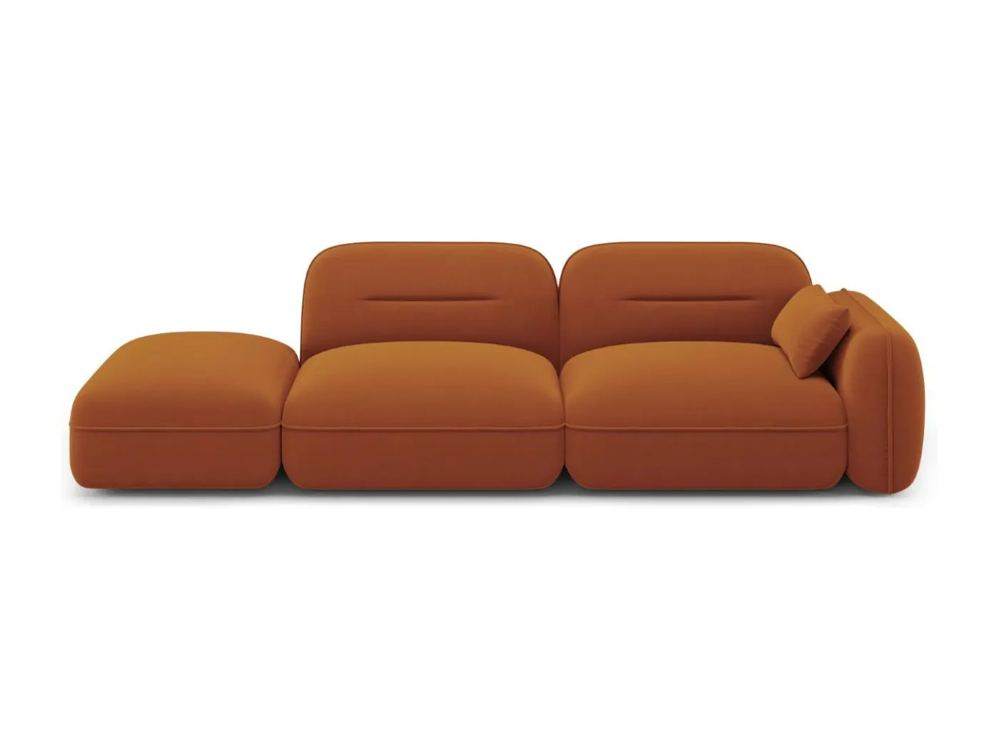 Cosmopolitan Design - 3-Sitzer modulares Sofa links "Sydney" aus Samt terrakotta - 295x90x70cm