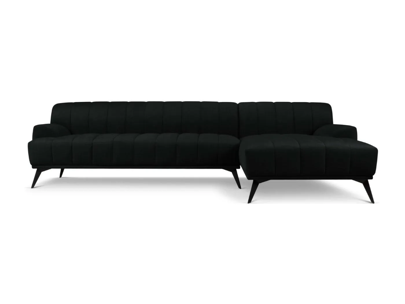 CXL by Christian Lacroix - 5-Sitzer Ecksofa rechts "Rita" Sitzer aus Samt schwarz - 289x185x77cm