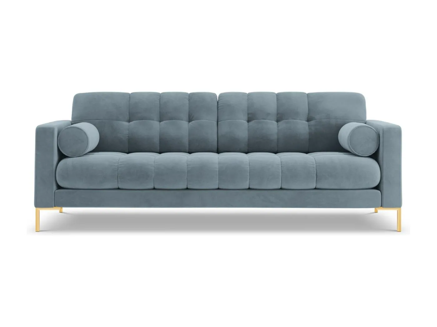Cosmopolitan Design - 3-Sitzer Sofa "Bali" aus Samt hellblau - 177x92x75cm