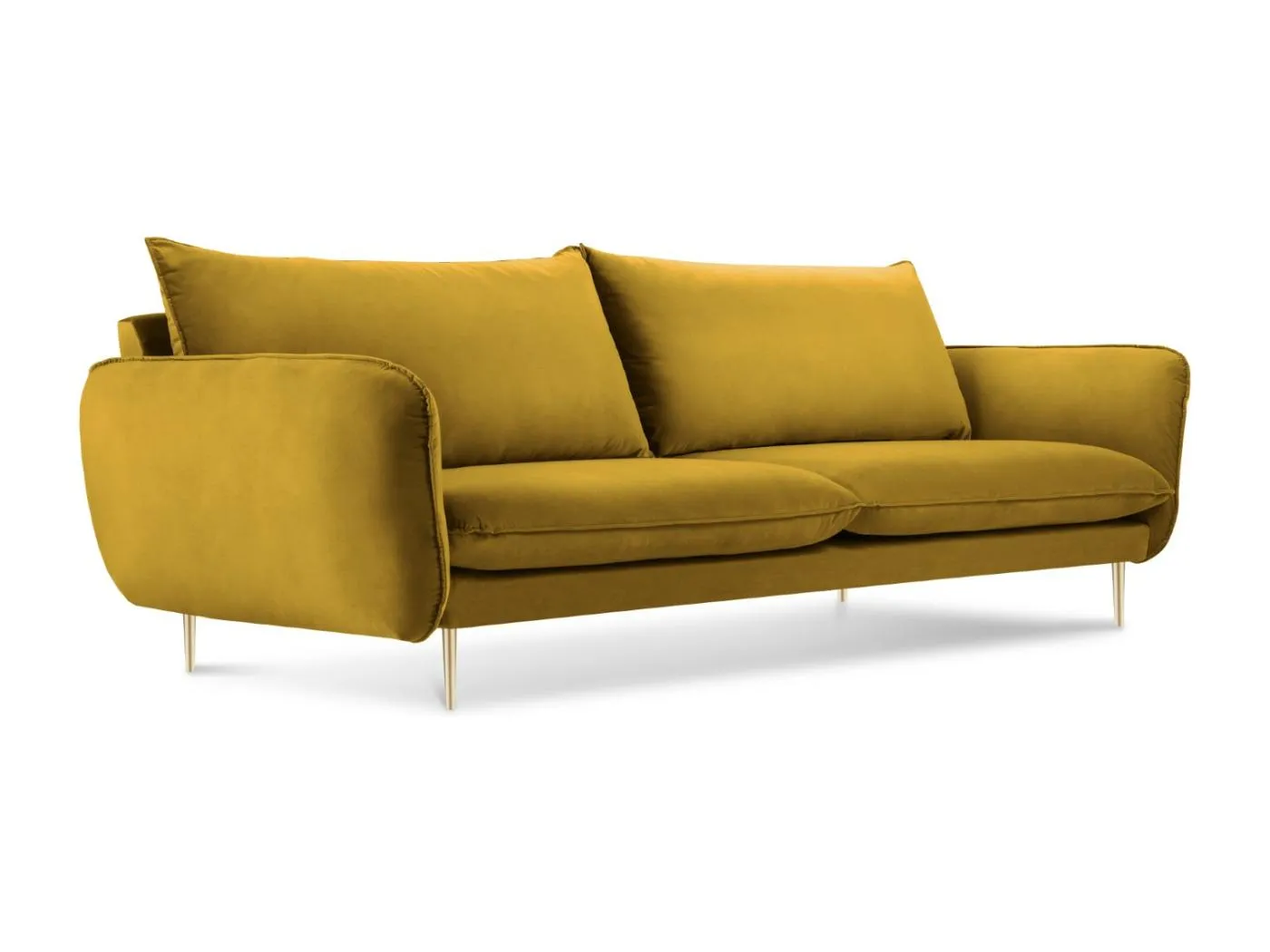 Cosmopolitan Design - 3-Sitzer Sofa "Vienna" aus Samt gelb - 200x92x95cm