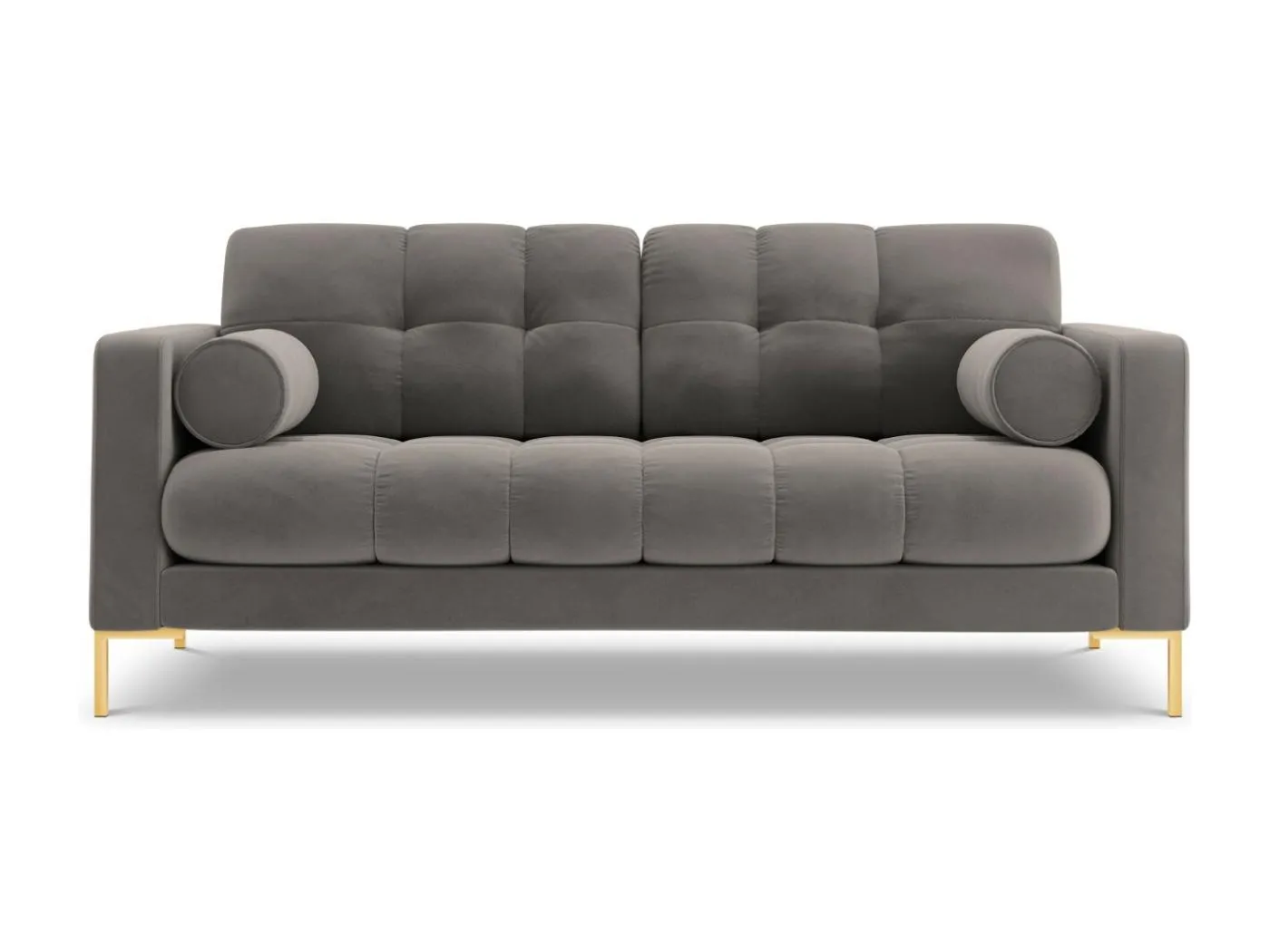 Cosmopolitan Design - 2-Sitzer Sofa "Bali" aus Samt hellgrau - 152x92x75cm