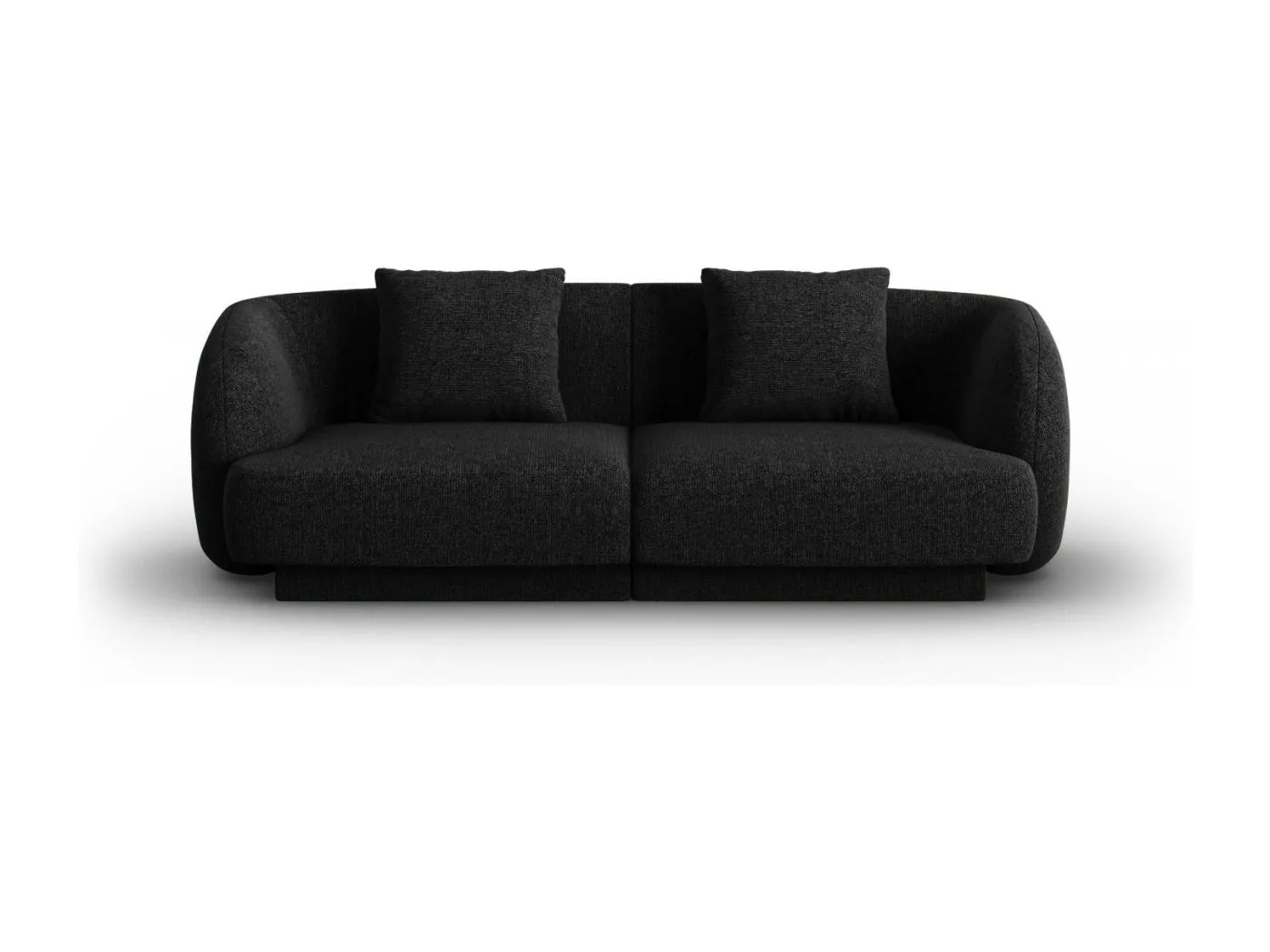 Cosmopolitan Design - 2-Sitzer Sofa "Tulum" aus Chenille-Stoff schwarz - 180x90x70cm