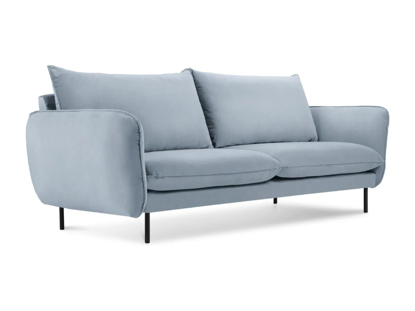 Cosmopolitan Design - 2-Sitzer Sofa "Vienna" aus Samt hellblau - 160x92x95cm