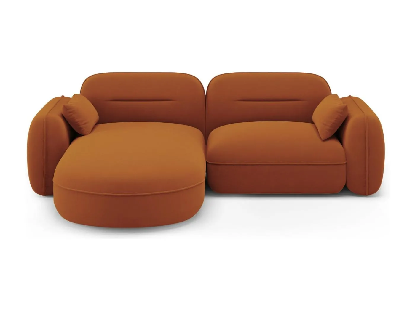 Cosmopolitan Design - 3-Sitzer modulares Ecksofa links "Sydney" aus Samt terrakotta - 230x165x70cm