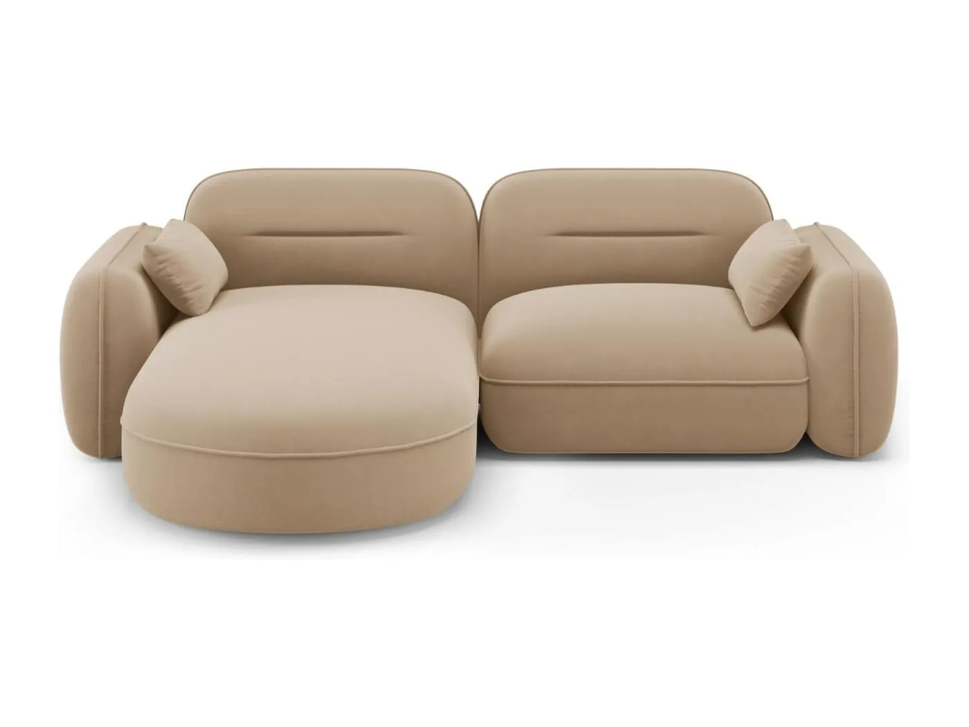 Cosmopolitan Design - 3-Sitzer modulares Ecksofa links "Sydney" aus Samt sandfarben - 230x165x70cm