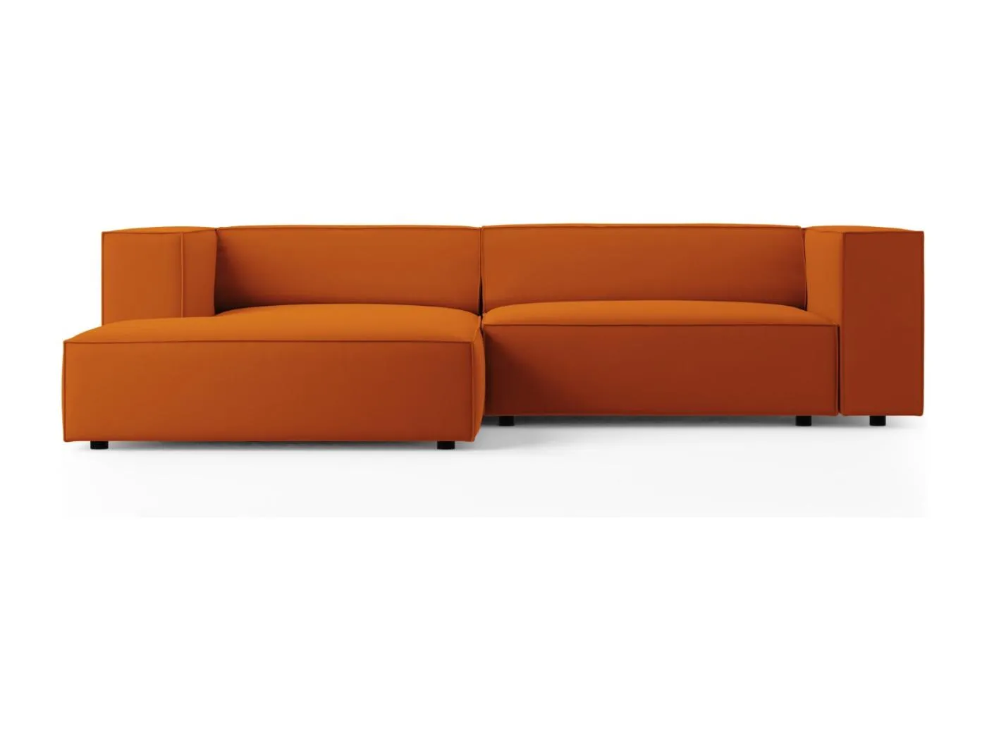Cosmopolitan Design - 3-Sitzer Ecksofa links "Arendal" aus Samt terrakotta - 224x166x70cm