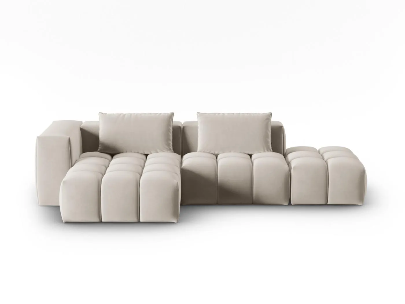 CXL by Christian Lacroix - 4-Sitzer modulares Ecksofa links "Lorella" Sitzer aus Samt Ecru - 265x145x70cm