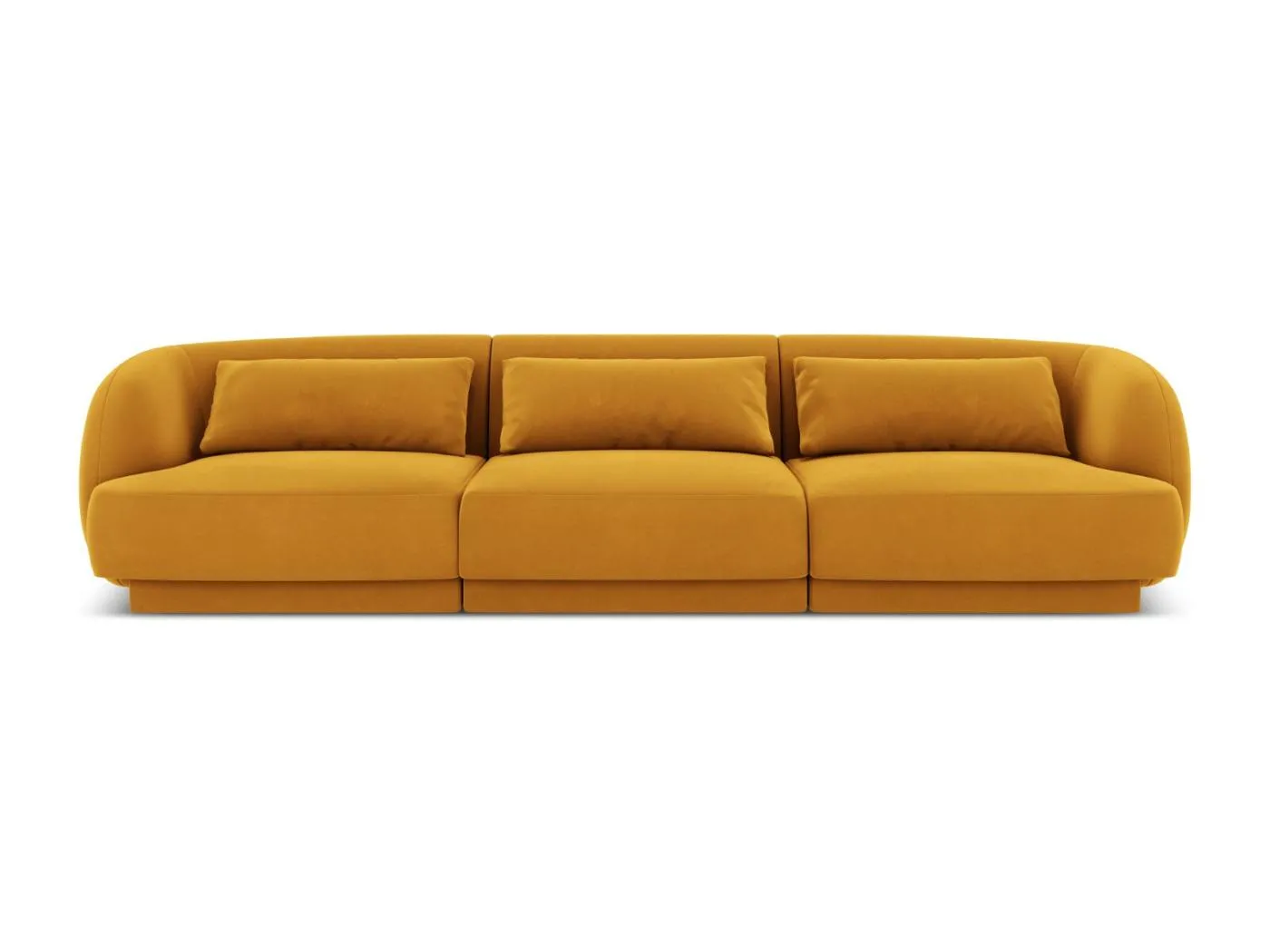 Cosmopolitan Design - 3-Sitzer Sofa "Tulum" aus Samt gelb - 255x90x70cm