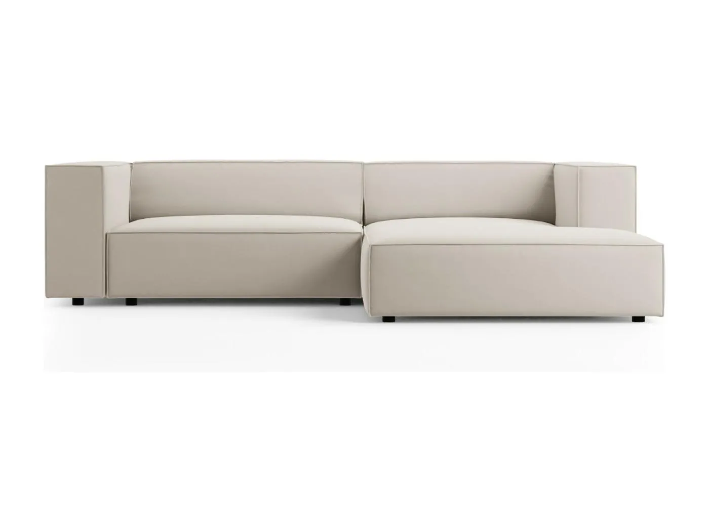 Cosmopolitan Design - 3-Sitzer Ecksofa rechts "Arendal" aus Samt Ecru - 224x166x70cm