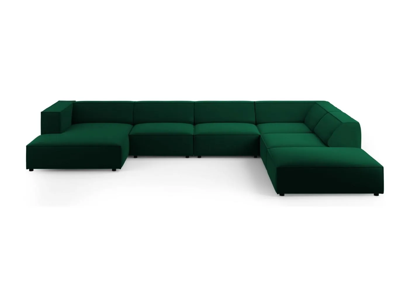 Cosmopolitan Design - 7-Sitzer Panoramasofa rechts "Arendal" aus Samt flaschengrün - 364x262x70cm