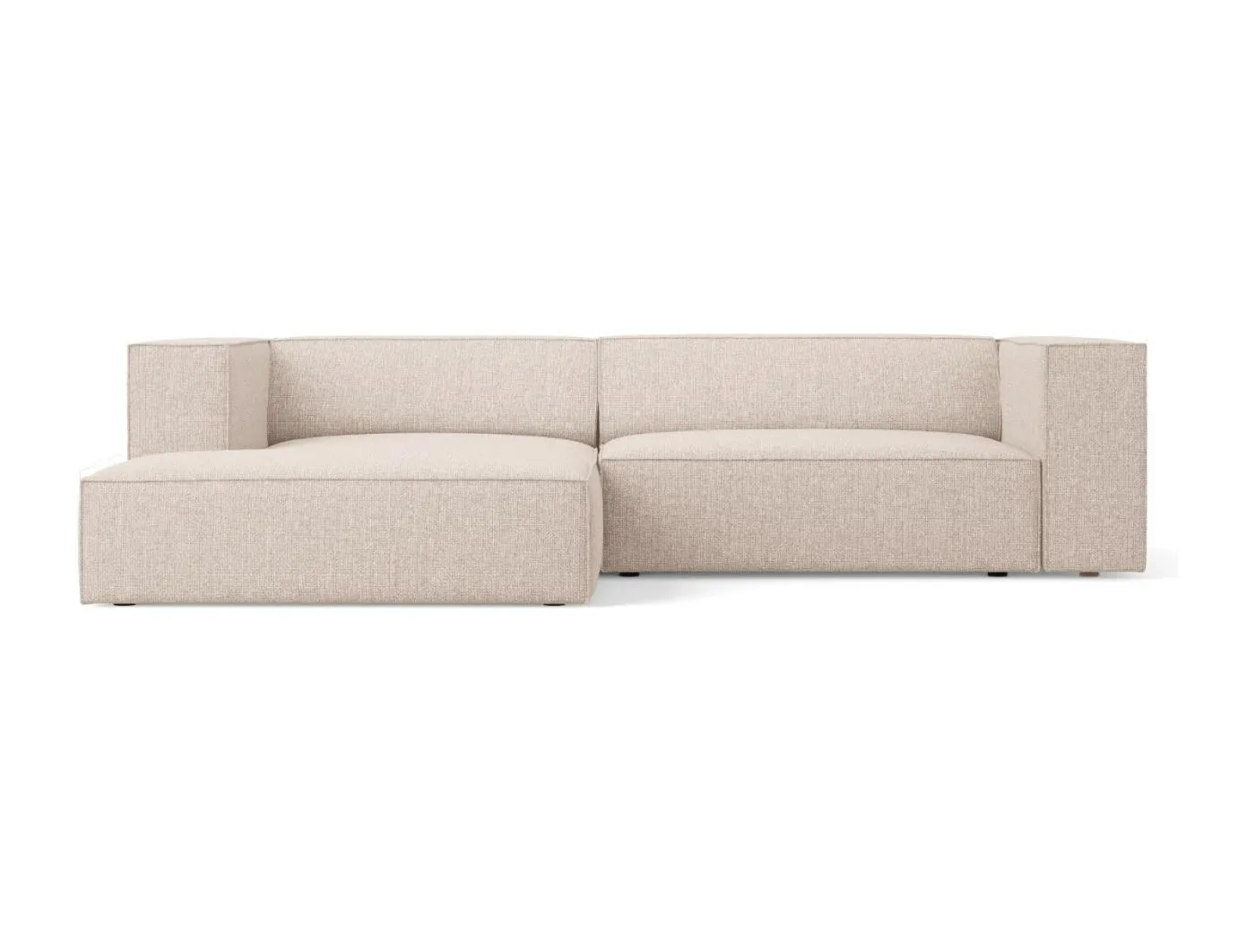 Cosmopolitan Design - 3-Sitzer Ecksofa links "Arendal" aus Chenille-Stoff beige - 224x166x70cm