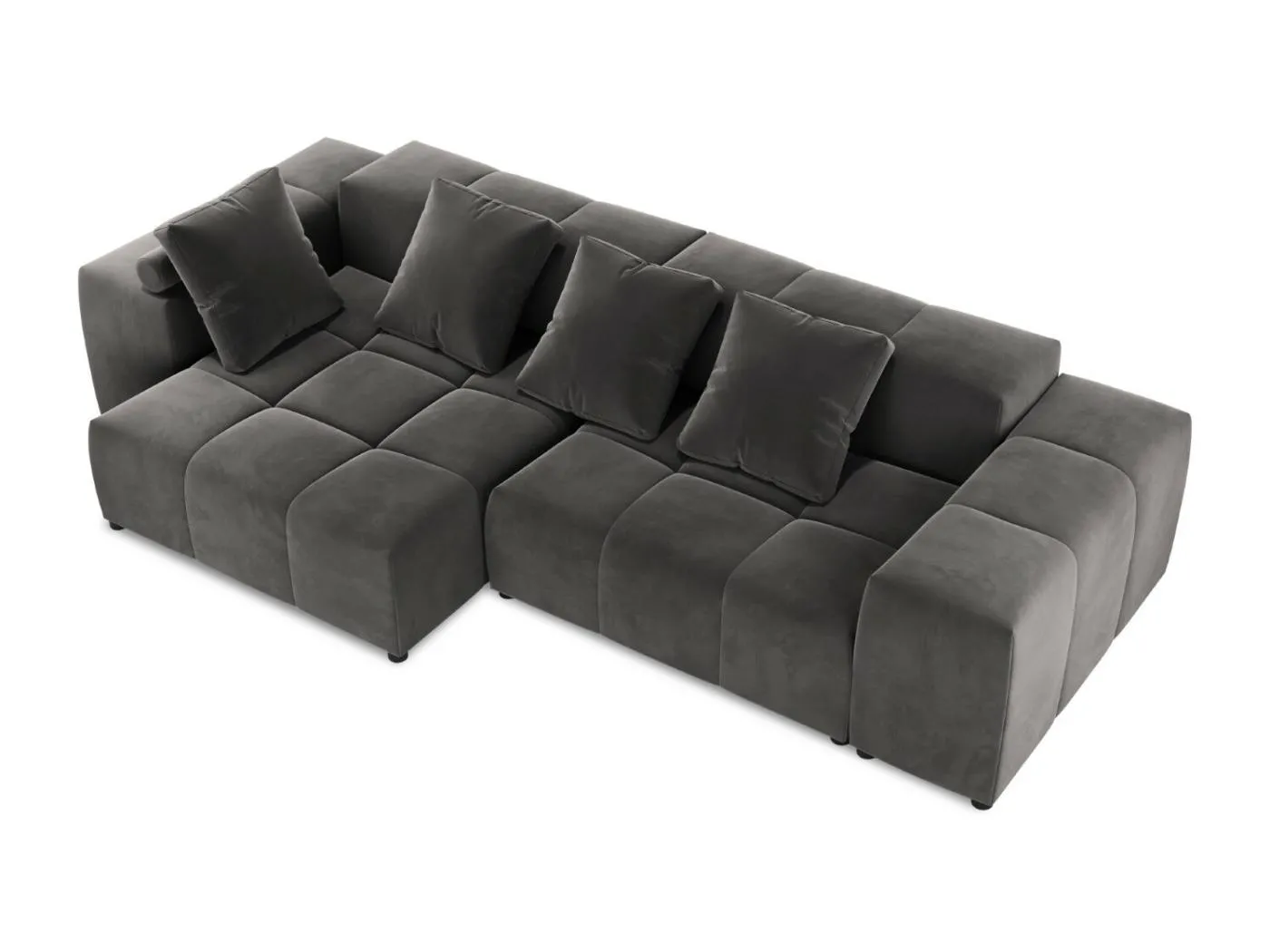 Cosmopolitan Design - 4-Sitzer modulares symmetrisches Ecksofa "Rome" aus Samt dunkelgrau - 320x160x75cm