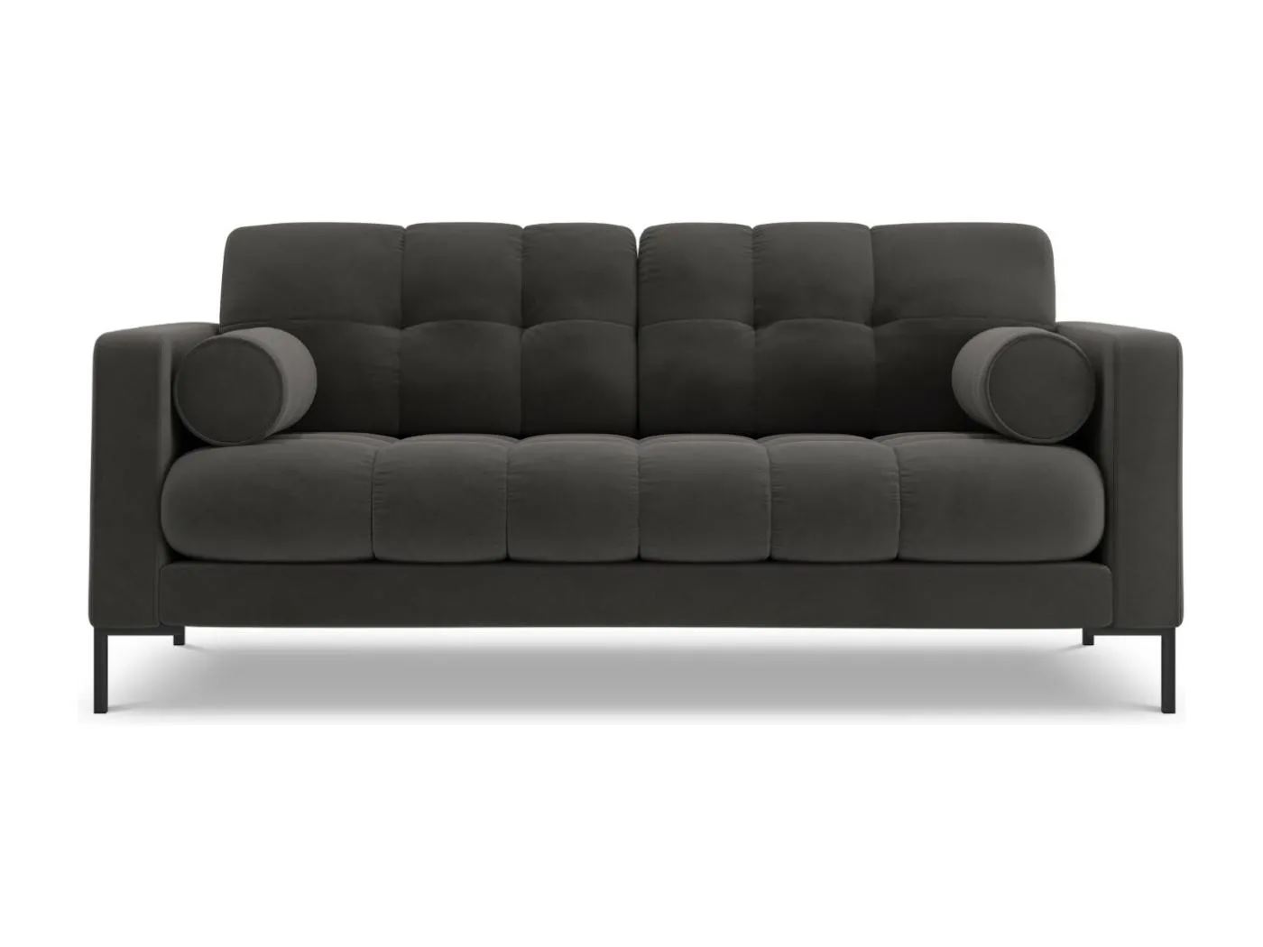 Cosmopolitan Design - 2-Sitzer Sofa "Bali" aus Samt dunkelgrau - 152x92x75cm
